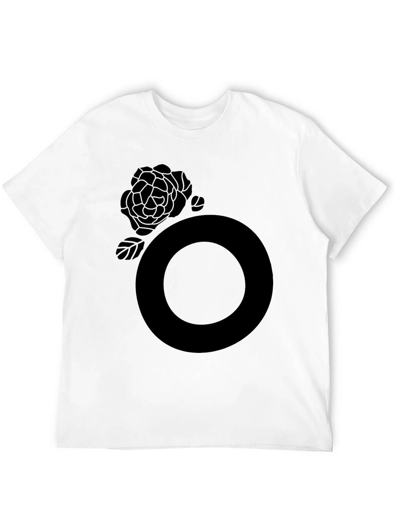 Black Graphic Tee - Rose and Circle Design