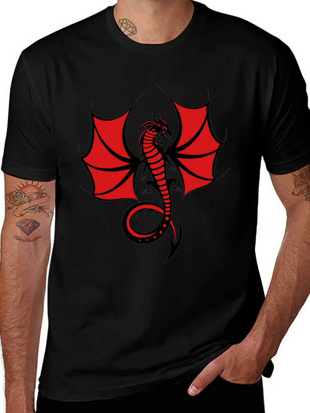 Dragon Graphic T-Shirt - Mens Black Tee