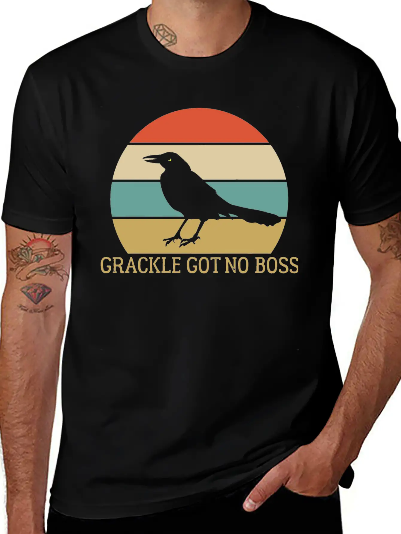 Grackle Got No Boss AUSTIN WEIRD BIRD Breathable Soft Cotton T-Shirt – Timeless Casual Look