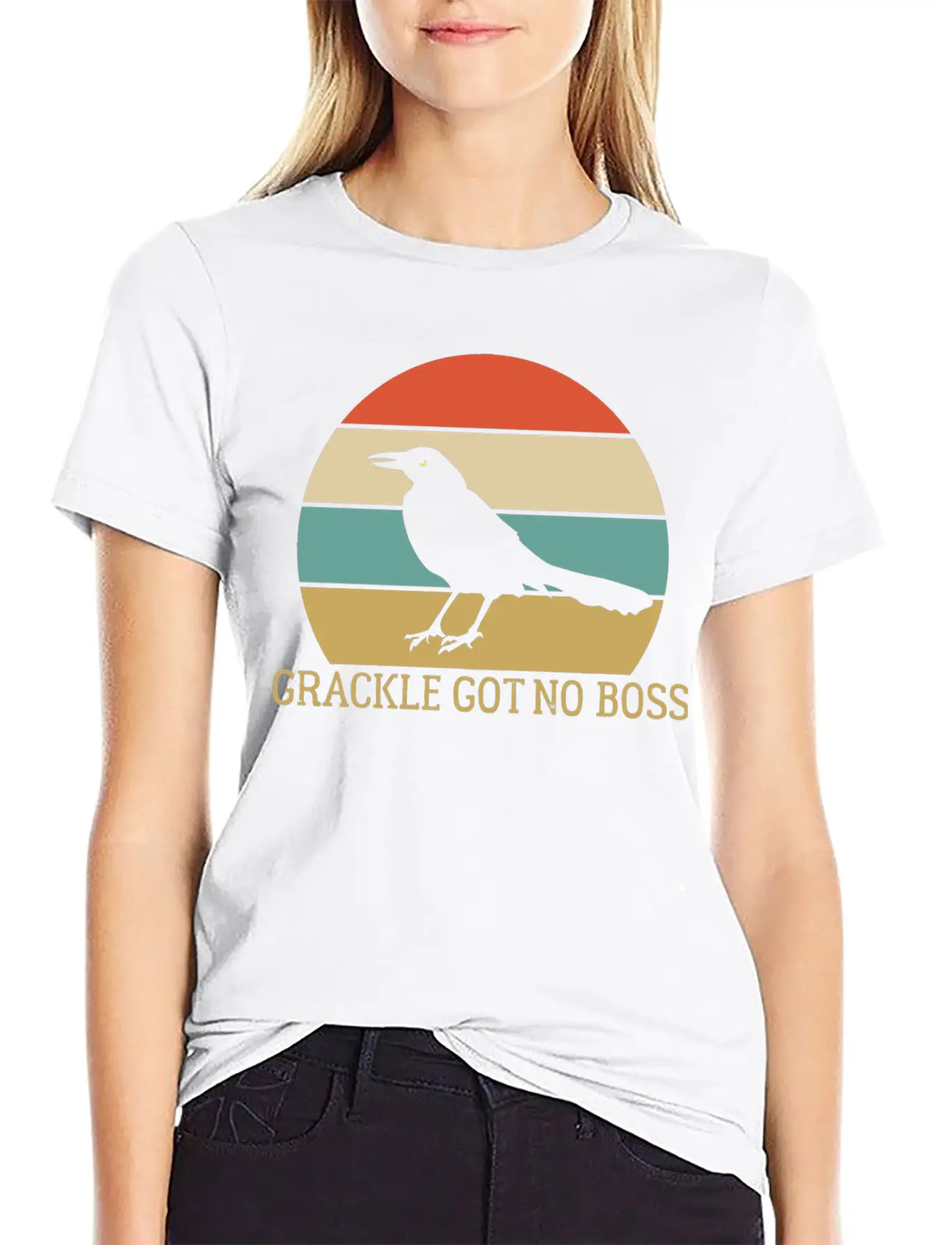 Grackle Got No Boss AUSTIN WEIRD BIRD Breathable Soft Cotton T-Shirt – Timeless Casual Look