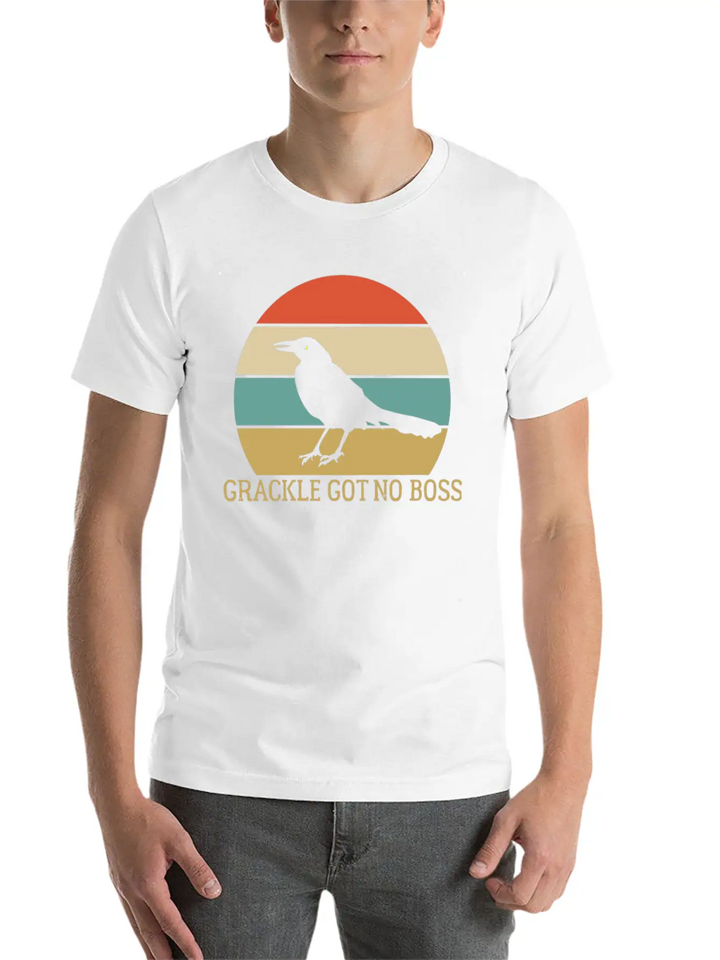 Grackle Got No Boss AUSTIN WEIRD BIRD Breathable Soft Cotton T-Shirt – Timeless Casual Look