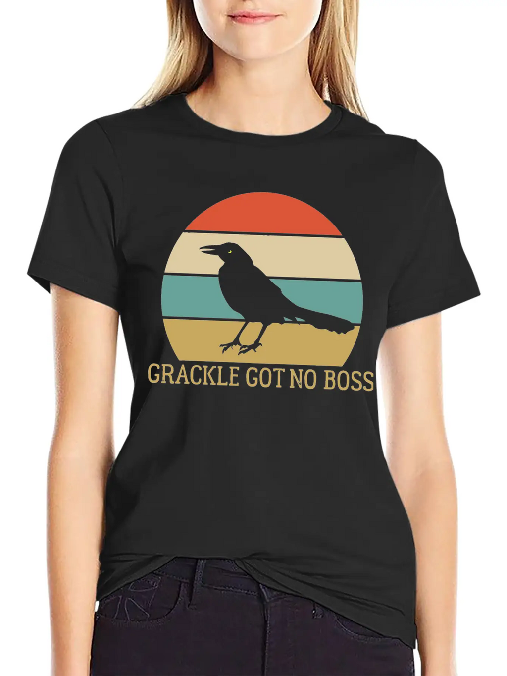 Grackle Got No Boss AUSTIN WEIRD BIRD Breathable Soft Cotton T-Shirt – Timeless Casual Look