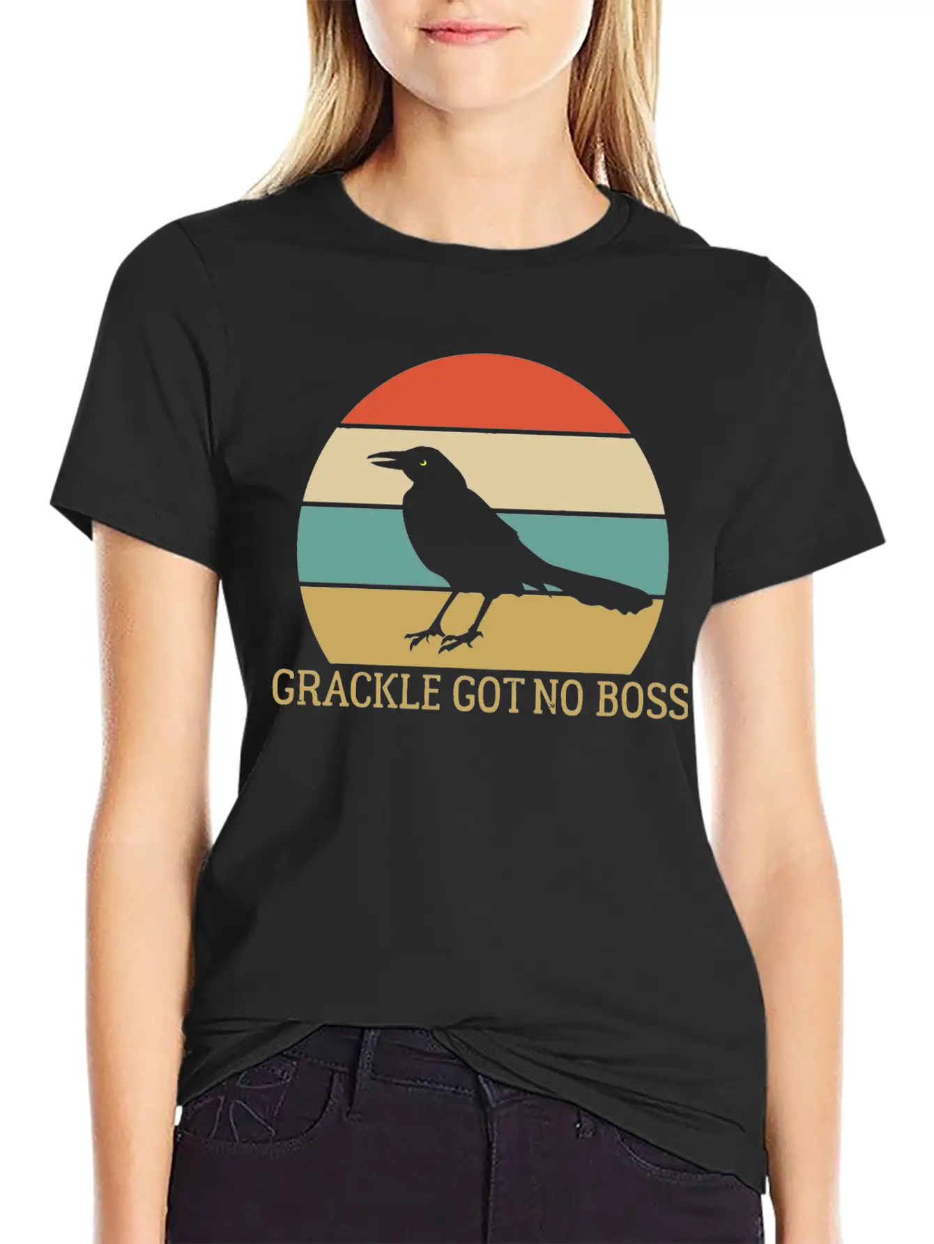 Grackle Got No Boss AUSTIN WEIRD BIRD Breathable Soft Cotton T-Shirt – Timeless Casual Look