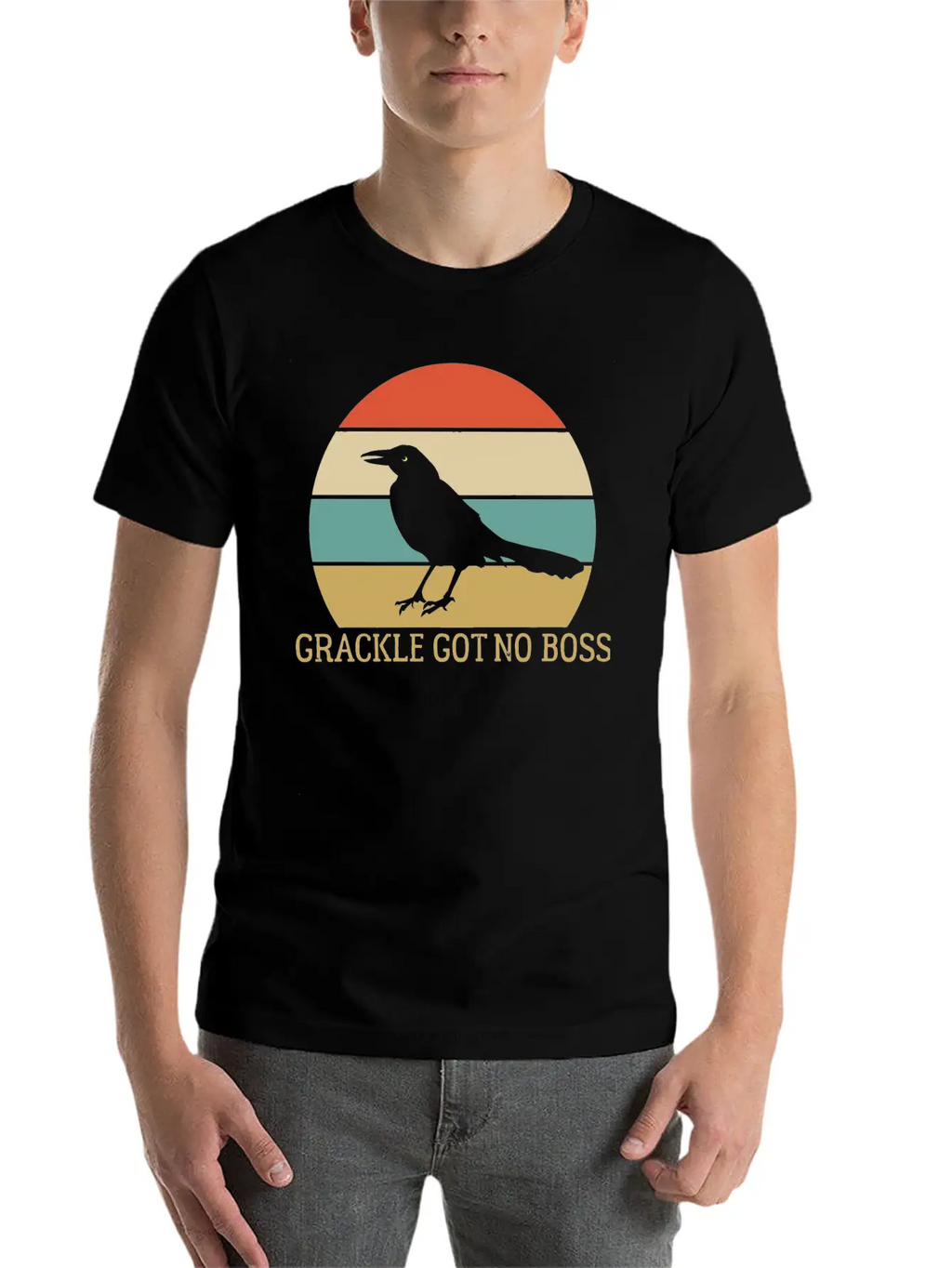 Grackle Got No Boss AUSTIN WEIRD BIRD Breathable Soft Cotton T-Shirt – Timeless Casual Look