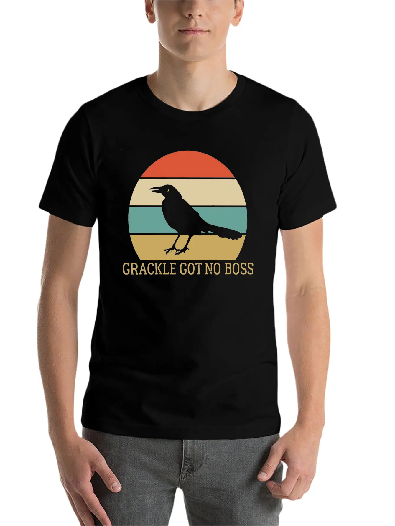 Grackle Got No Boss AUSTIN WEIRD BIRD Breathable Soft Cotton T-Shirt – Timeless Casual Look