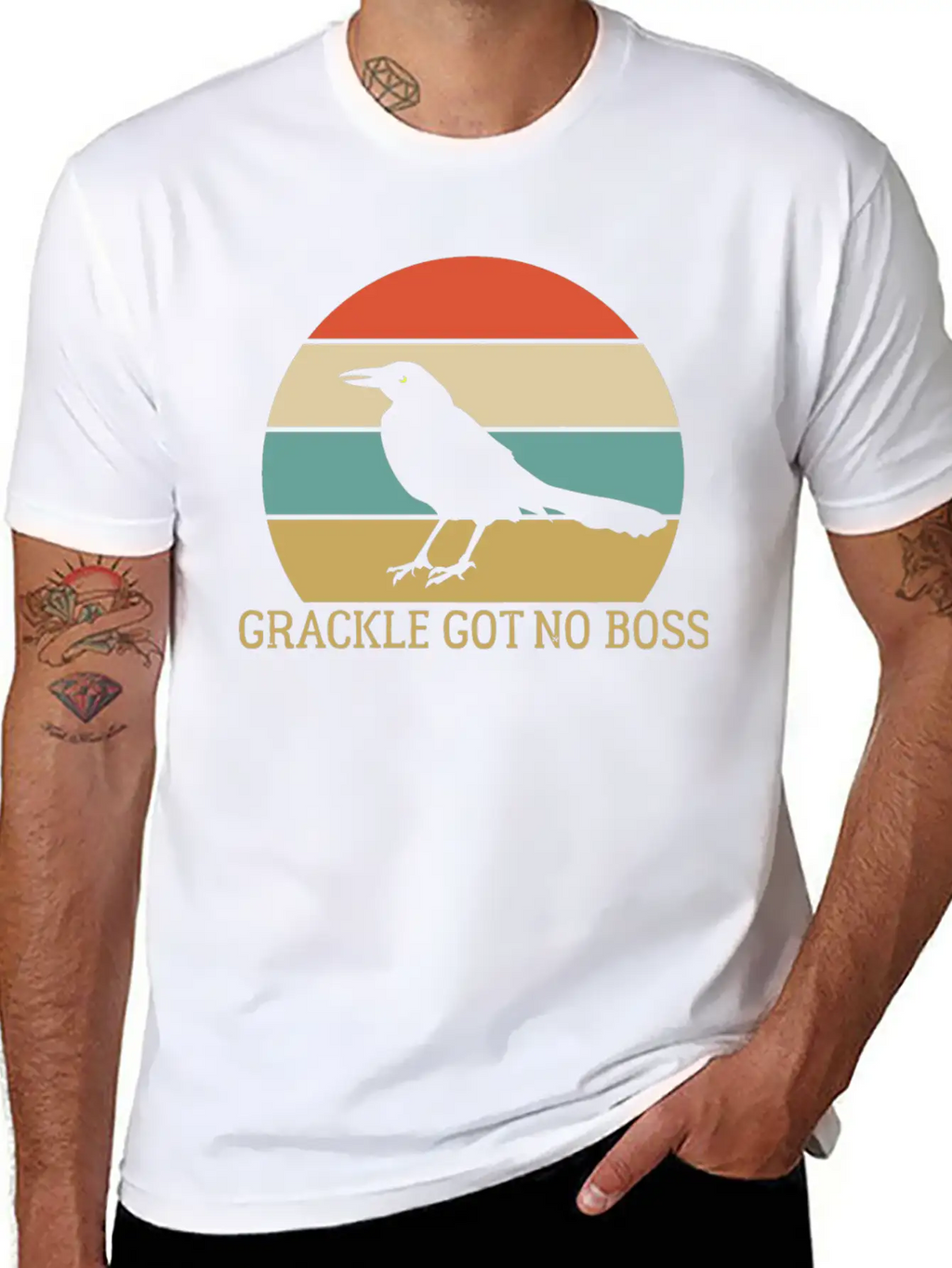 Grackle Got No Boss AUSTIN WEIRD BIRD Breathable Soft Cotton T-Shirt – Timeless Casual Look