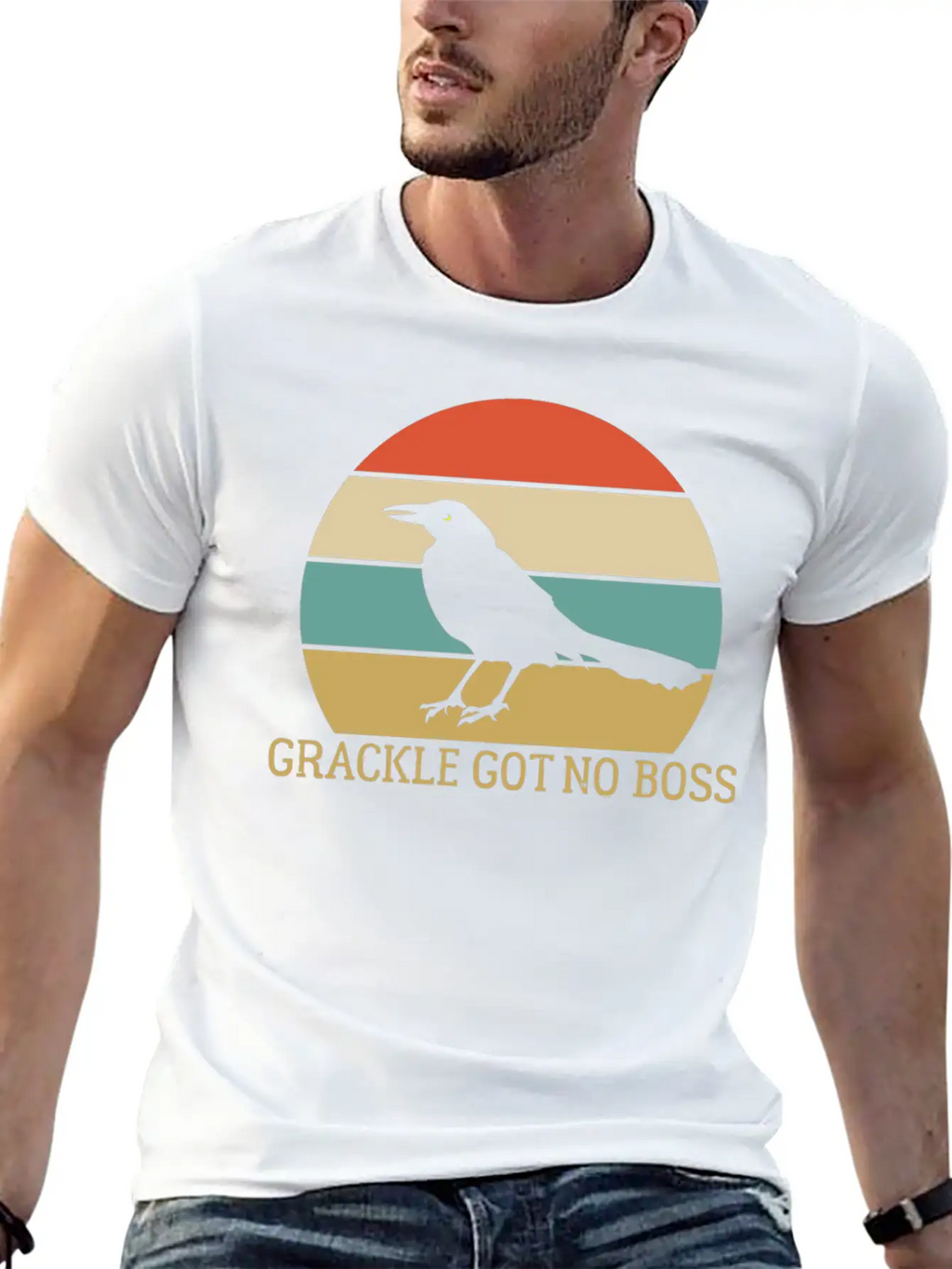 Grackle Got No Boss AUSTIN WEIRD BIRD Breathable Soft Cotton T-Shirt – Timeless Casual Look