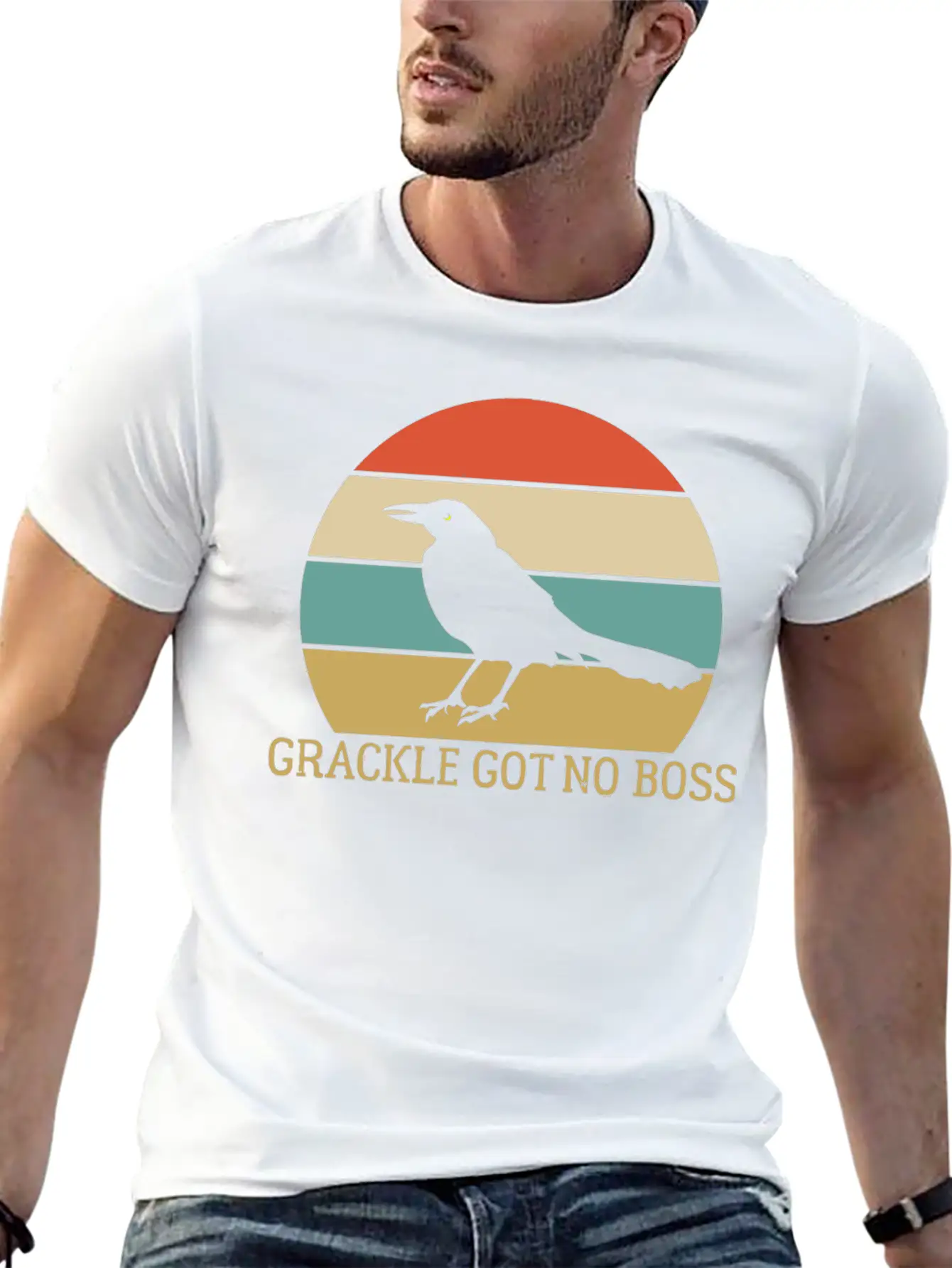 Grackle Got No Boss AUSTIN WEIRD BIRD Breathable Soft Cotton T-Shirt – Timeless Casual Look
