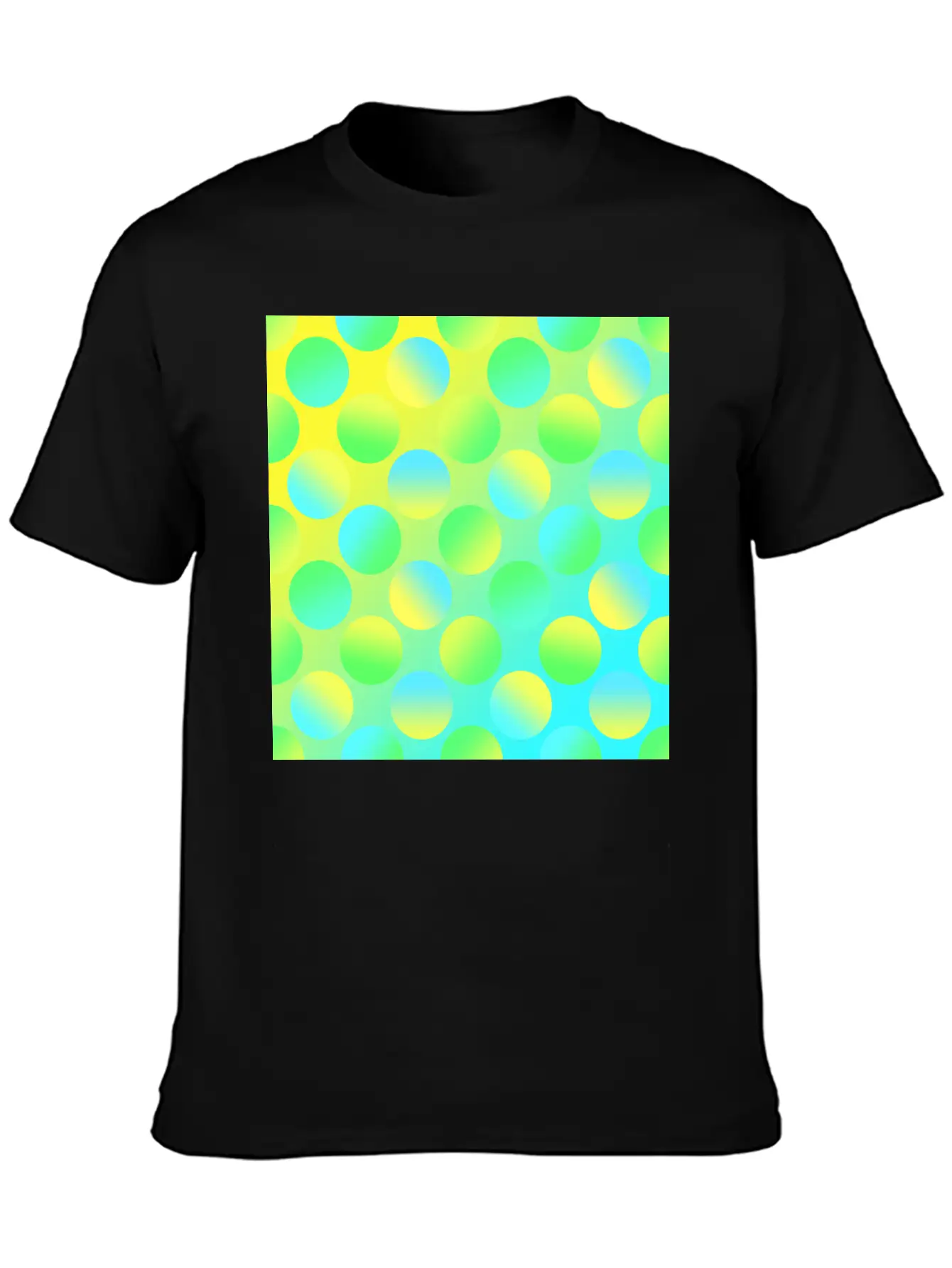 Gradient Dots (Yellow, Green, And Blue) Unisex Short Sleeve Soft Cotton T-Shirt – Casual Everyday Wear
