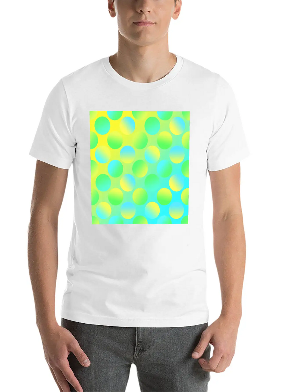 Gradient Dots (Yellow, Green, And Blue) Unisex Short Sleeve Soft Cotton T-Shirt – Casual Everyday Wear