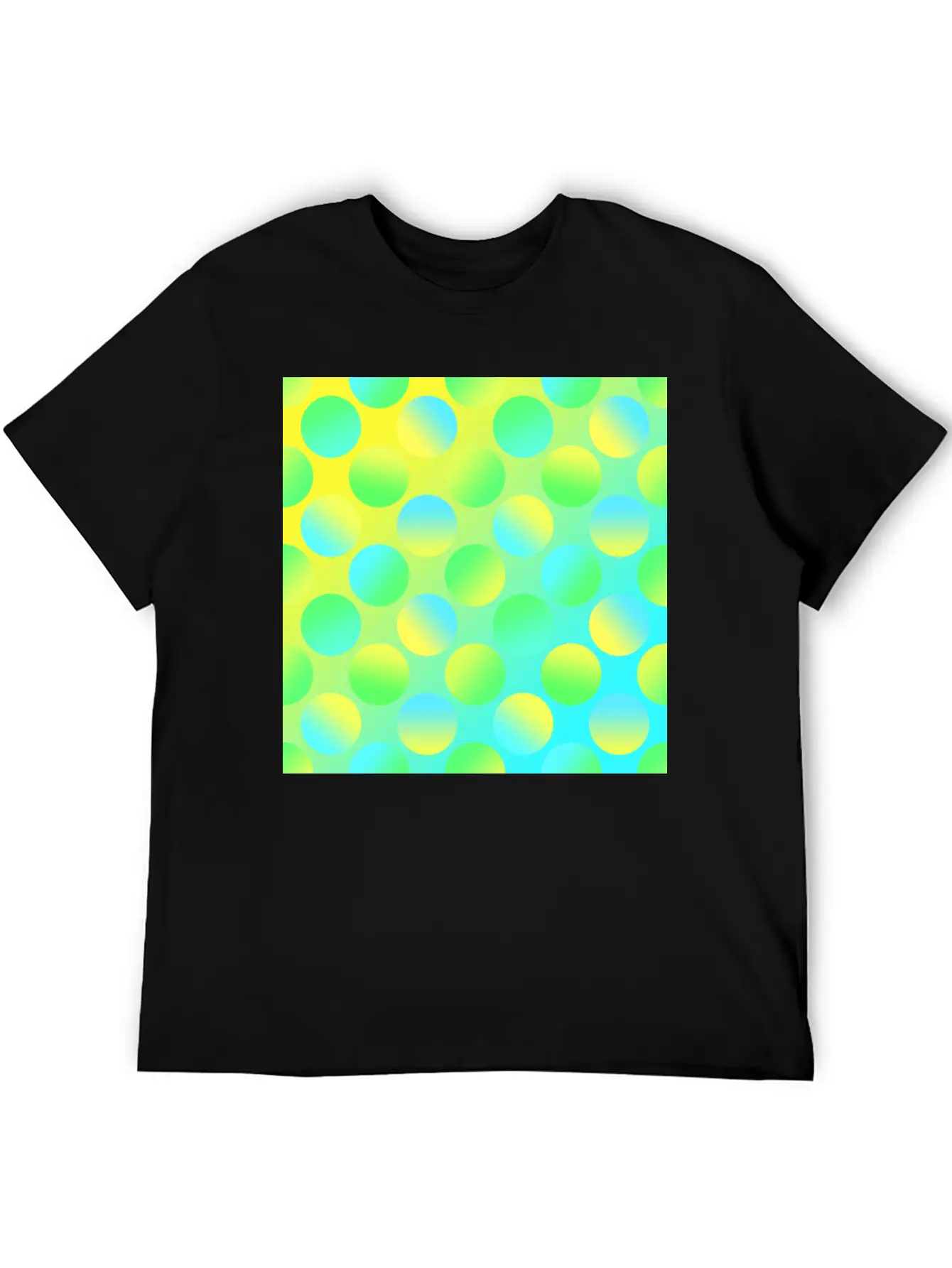 Gradient Dots (Yellow, Green, And Blue) Unisex Short Sleeve Soft Cotton T-Shirt – Casual Everyday Wear