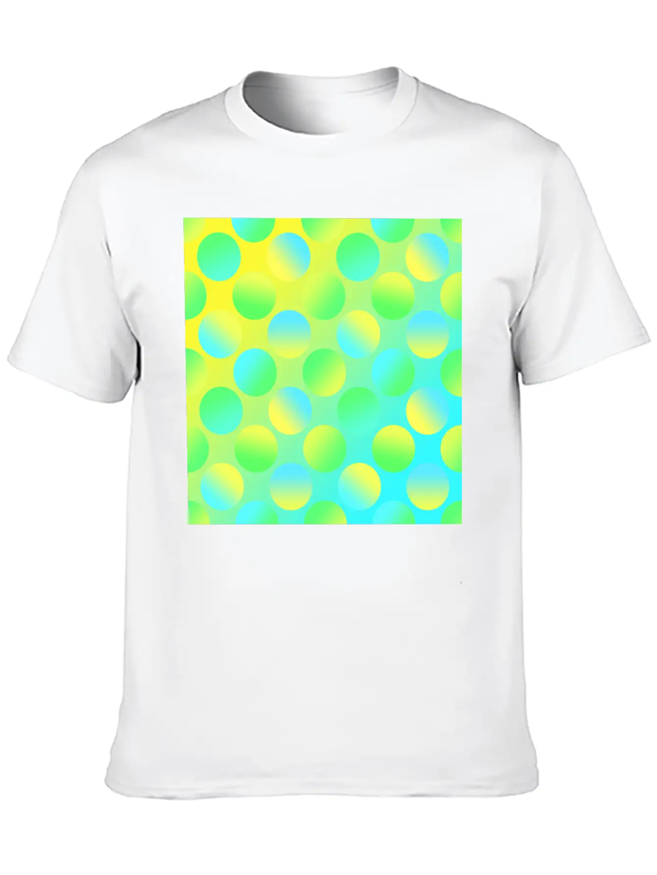 Gradient Dots (Yellow, Green, And Blue) Unisex Short Sleeve Soft Cotton T-Shirt – Casual Everyday Wear