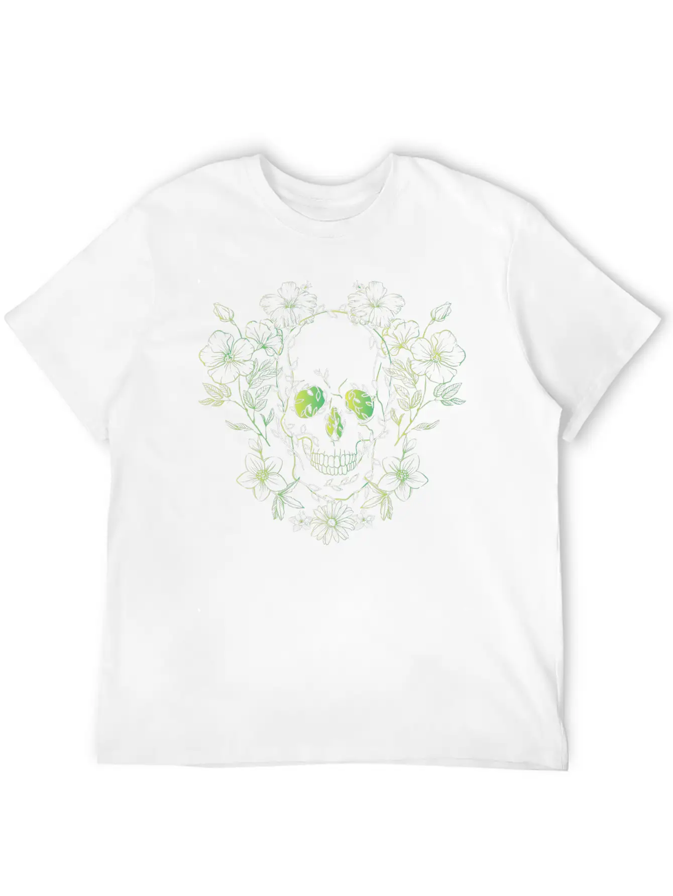 Gradient Flowery Skull 2 Unisex Short Sleeve Soft Cotton T-Shirt – Casual Everyday Wear