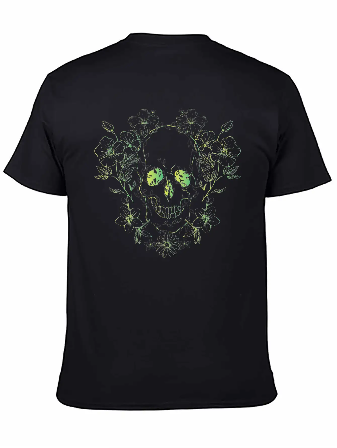 Gradient Flowery Skull 2 Unisex Short Sleeve Soft Cotton T-Shirt – Casual Everyday Wear