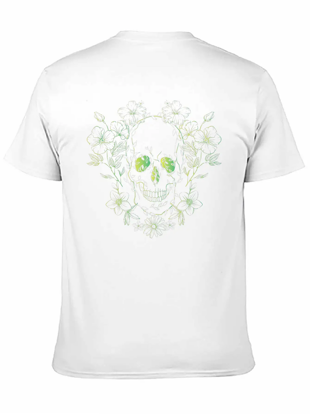 Gradient Flowery Skull 2 Unisex Short Sleeve Soft Cotton T-Shirt – Casual Everyday Wear
