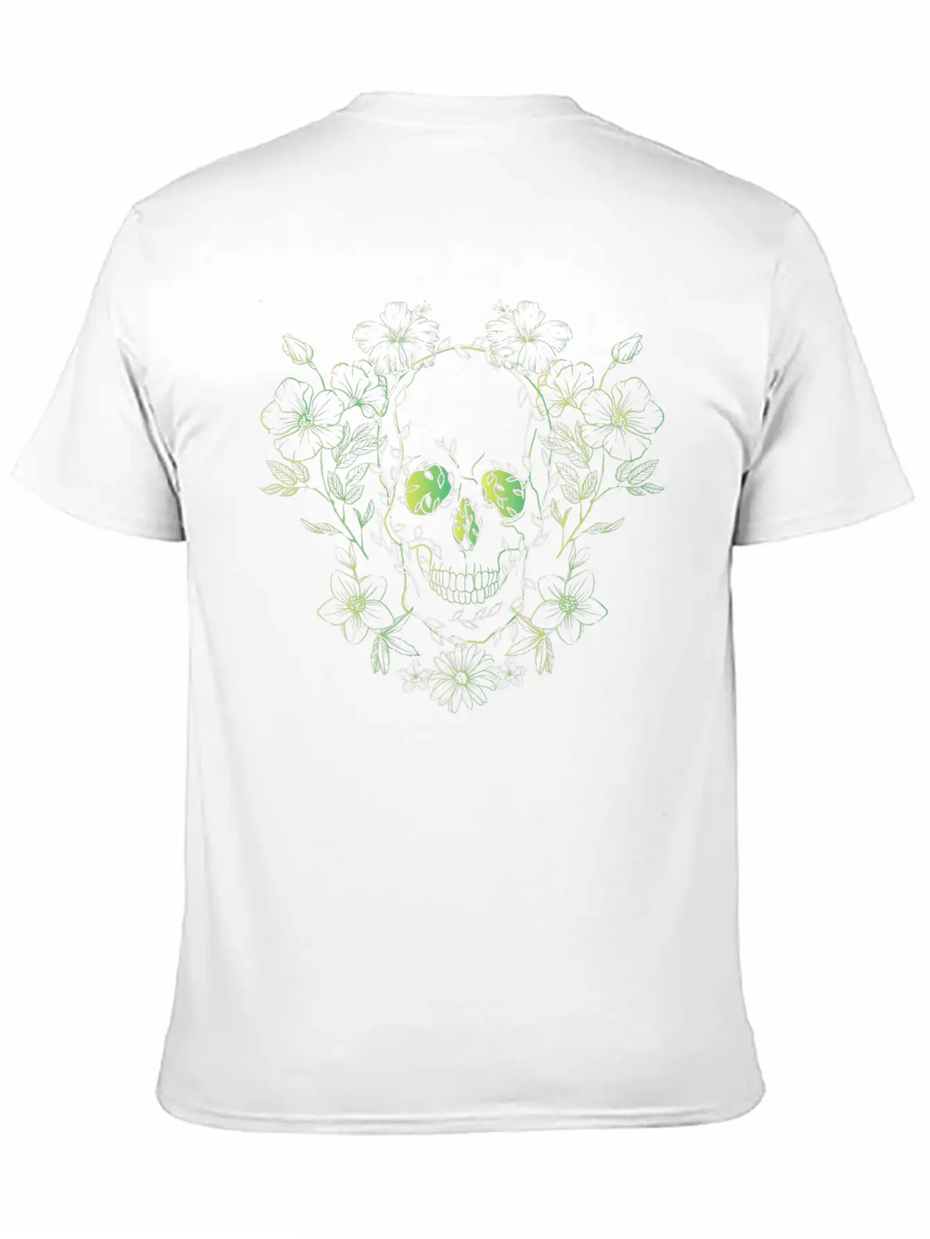 Gradient Flowery Skull 2 Unisex Short Sleeve Soft Cotton T-Shirt – Casual Everyday Wear