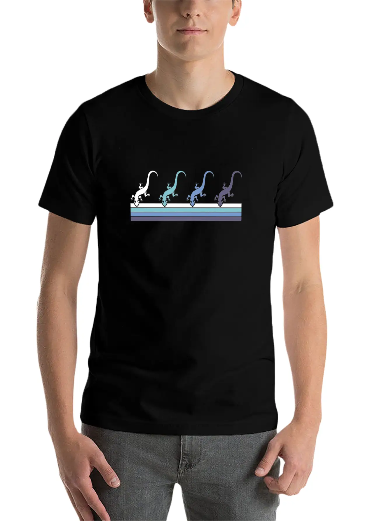 Gradient Gecko Silhouette Unisex Short Sleeve Soft Cotton T-Shirt – Casual Everyday Wear