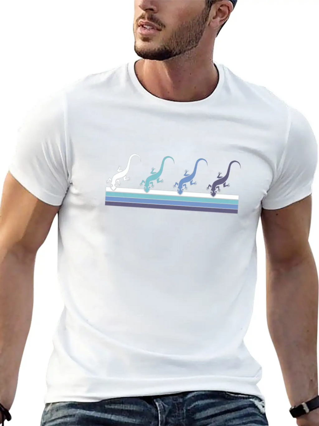 Gradient Gecko Silhouette Unisex Short Sleeve Soft Cotton T-Shirt – Casual Everyday Wear