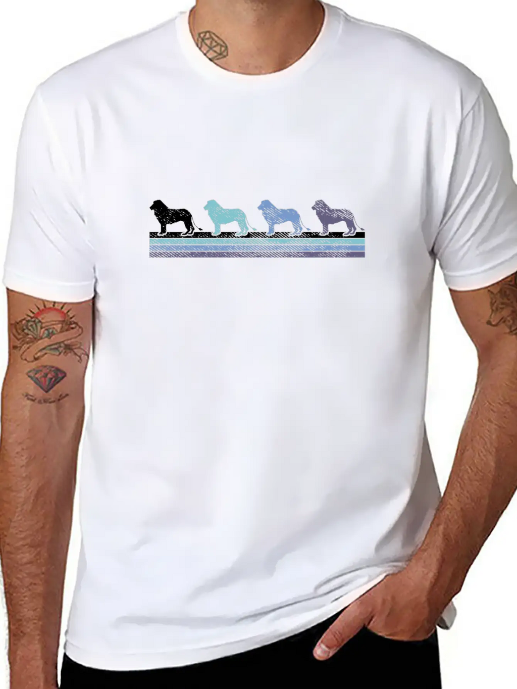 Gradient Lion Silhouette Unisex Casual T-Shirt – Clean Design For Daily Comfort