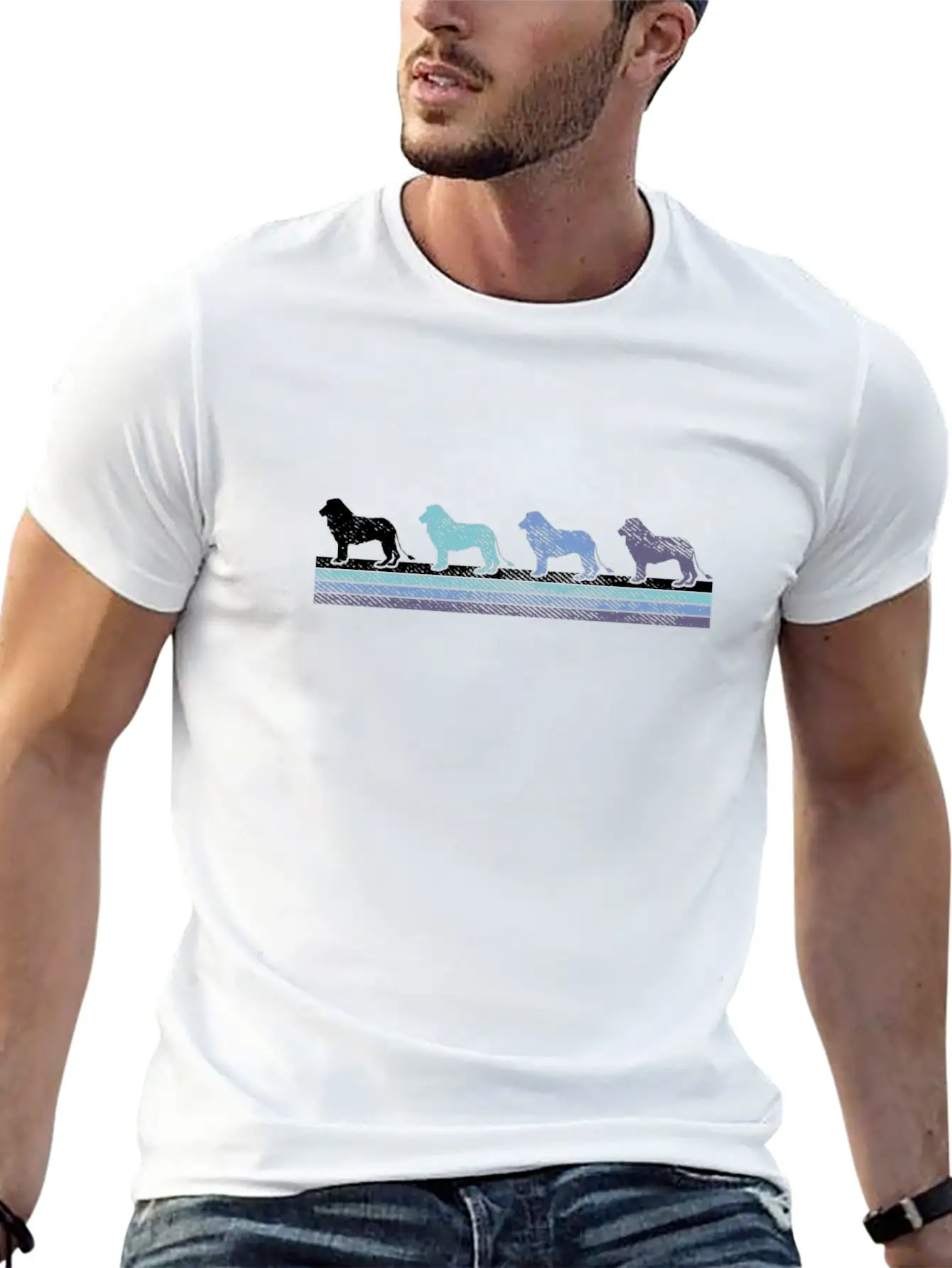 Gradient Lion Silhouette Unisex Casual T-Shirt – Clean Design For Daily Comfort