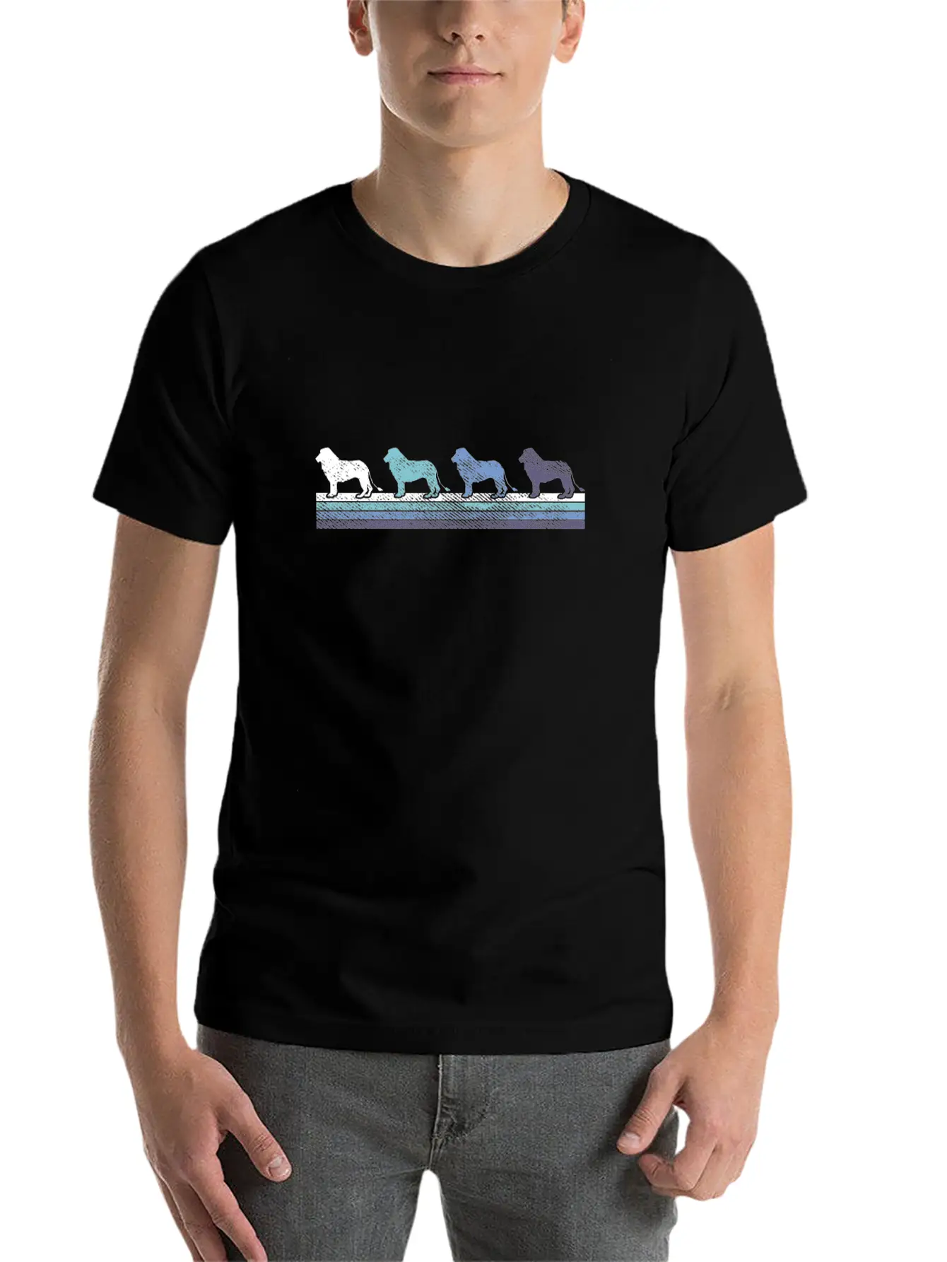 Gradient Lion Silhouette Unisex Casual T-Shirt – Clean Design For Daily Comfort