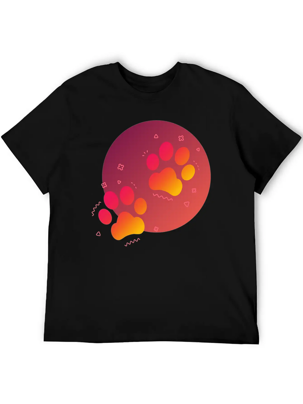 Gradient Paw Print Unisex Short Sleeve Soft Cotton T-Shirt – Casual Everyday Wear