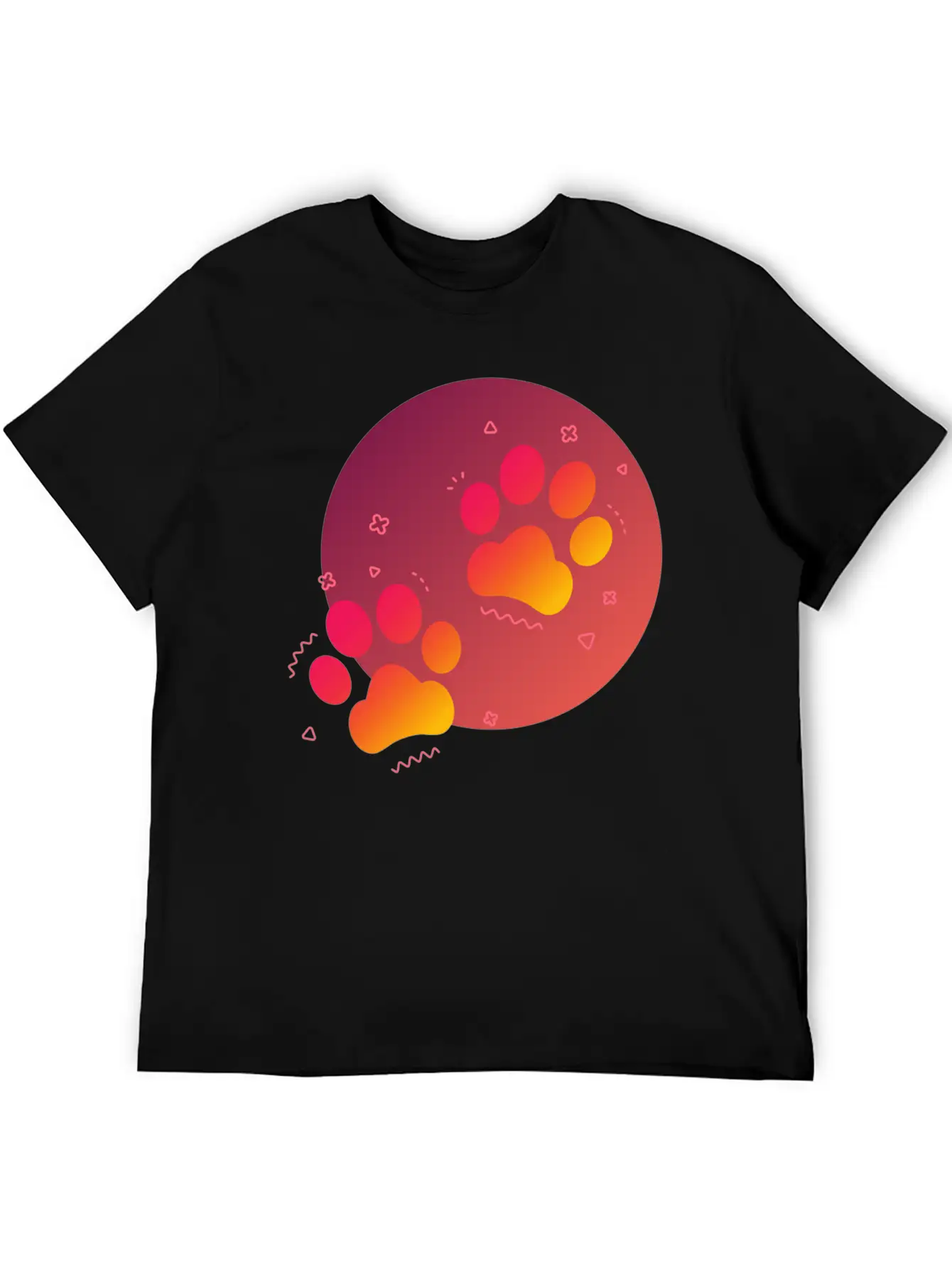Gradient Paw Print Unisex Short Sleeve Soft Cotton T-Shirt – Casual Everyday Wear