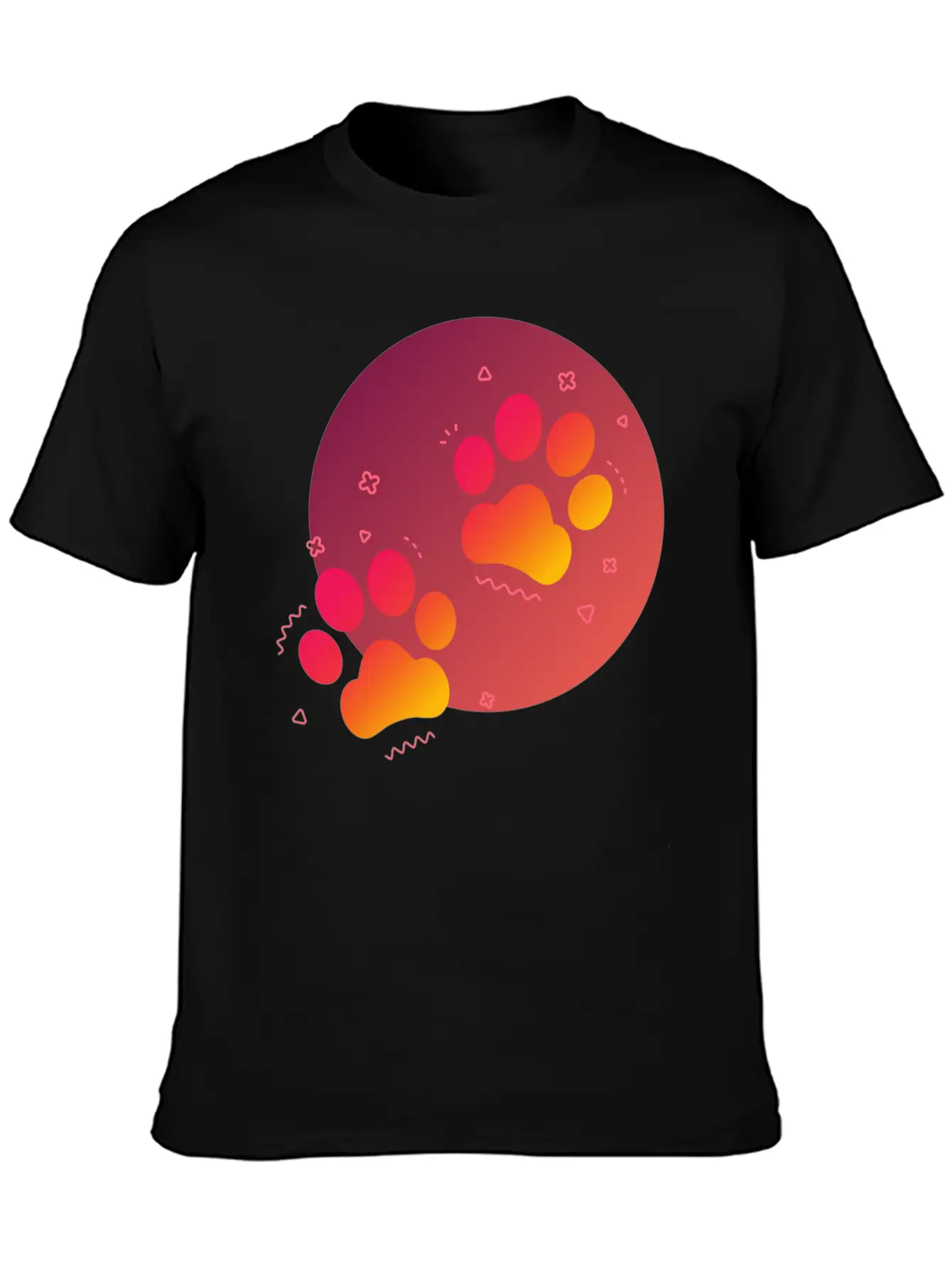 Gradient Paw Print Unisex Short Sleeve Soft Cotton T-Shirt – Casual Everyday Wear