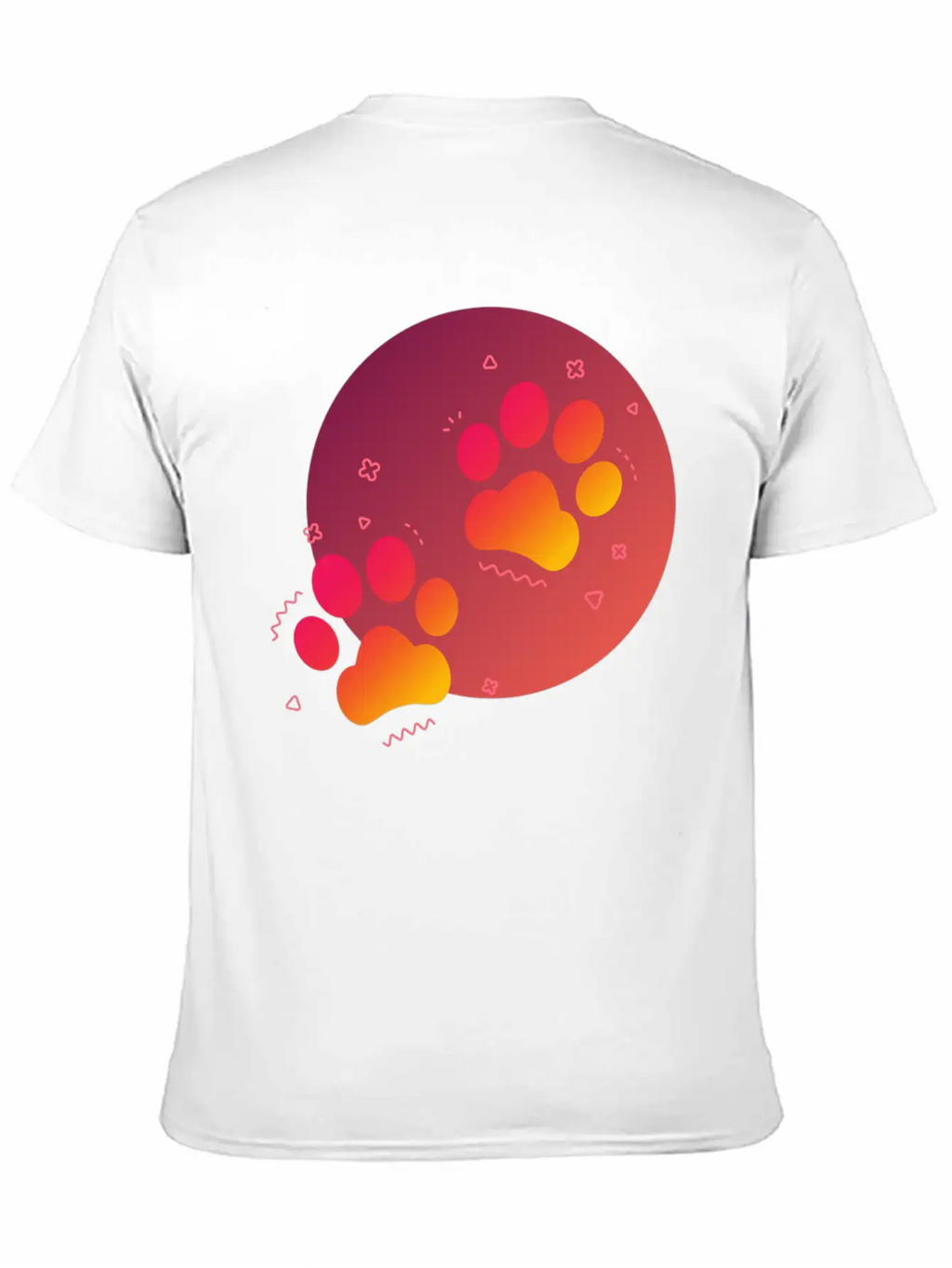 Gradient Paw Print Unisex Short Sleeve Soft Cotton T-Shirt – Casual Everyday Wear
