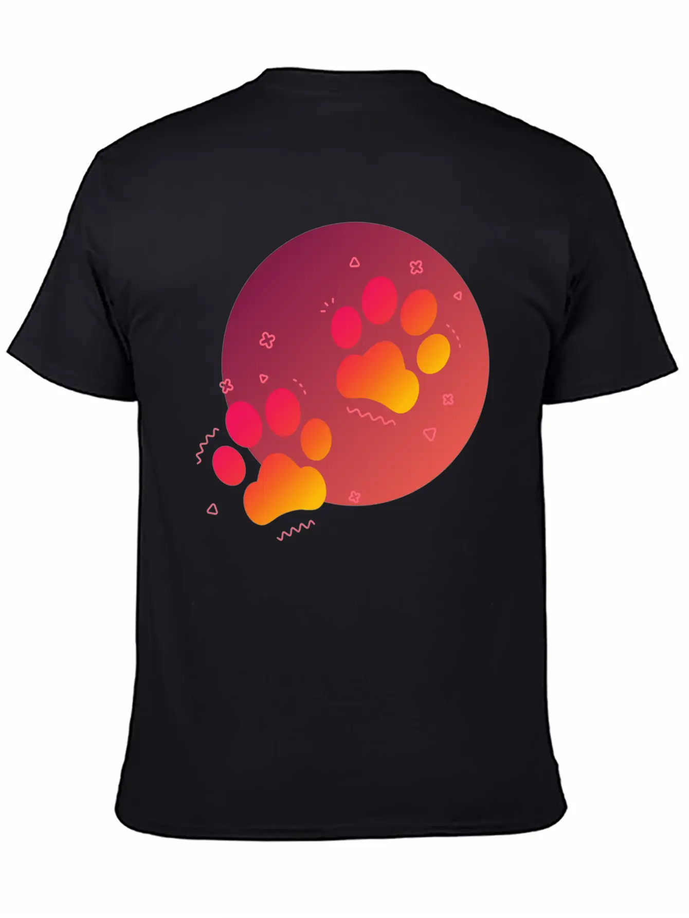 Gradient Paw Print Unisex Short Sleeve Soft Cotton T-Shirt – Casual Everyday Wear