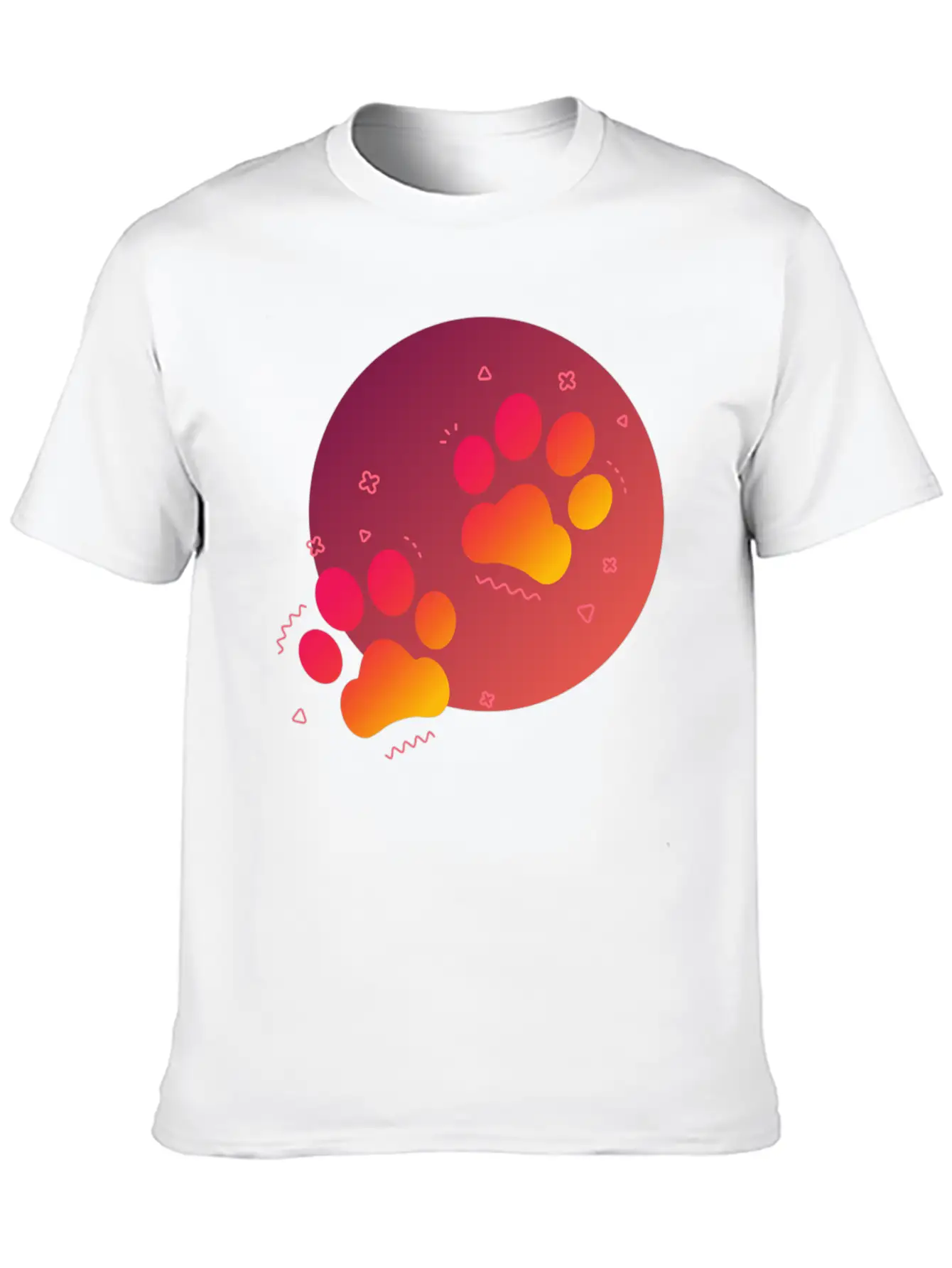 Gradient Paw Print Unisex Short Sleeve Soft Cotton T-Shirt – Casual Everyday Wear