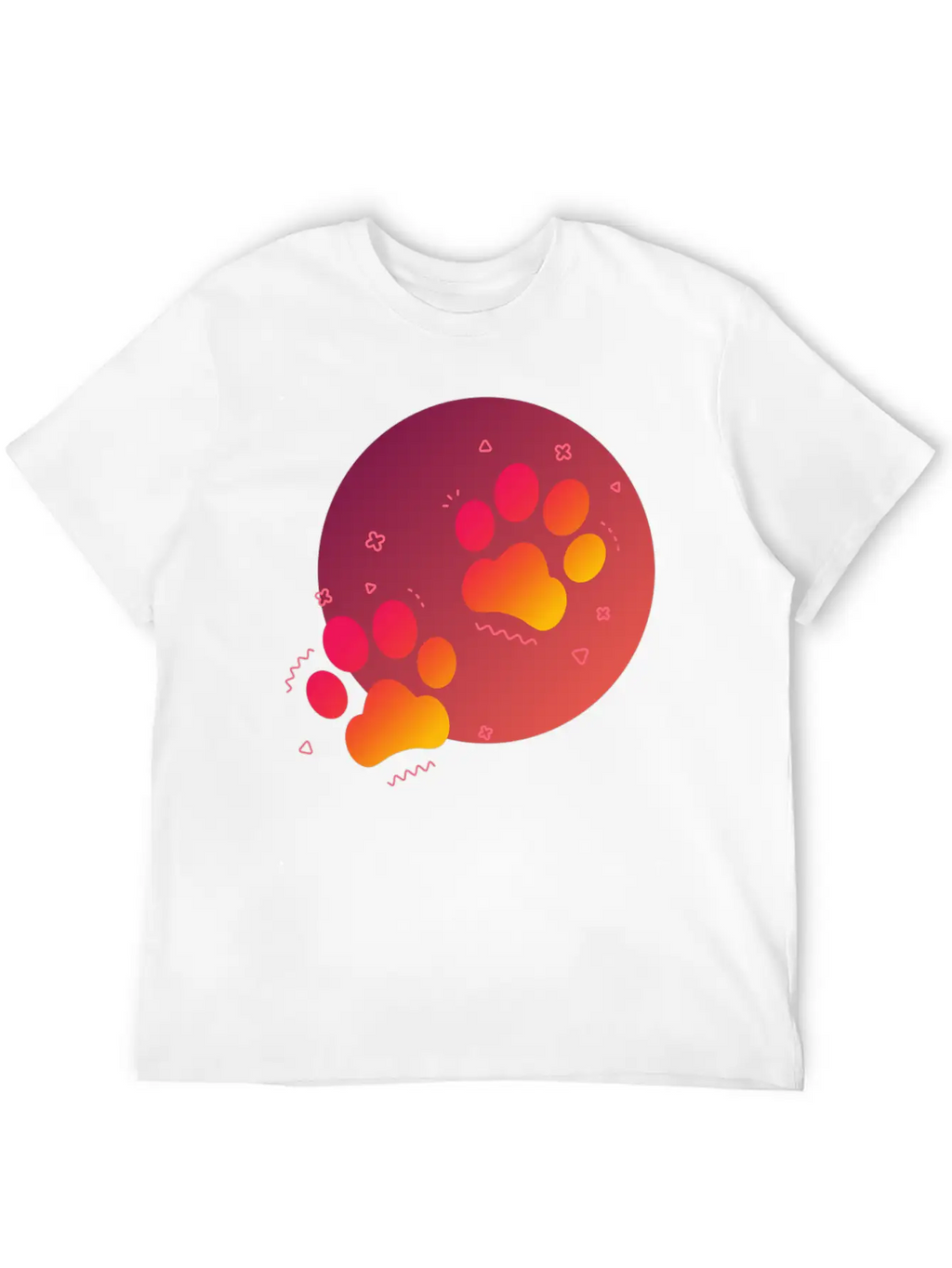 Gradient Paw Print Unisex Short Sleeve Soft Cotton T-Shirt – Casual Everyday Wear