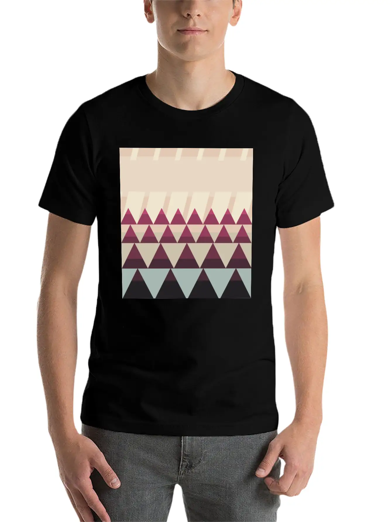 Gradient Triangles Unisex Casual T-Shirt – Clean Design For Daily Comfort
