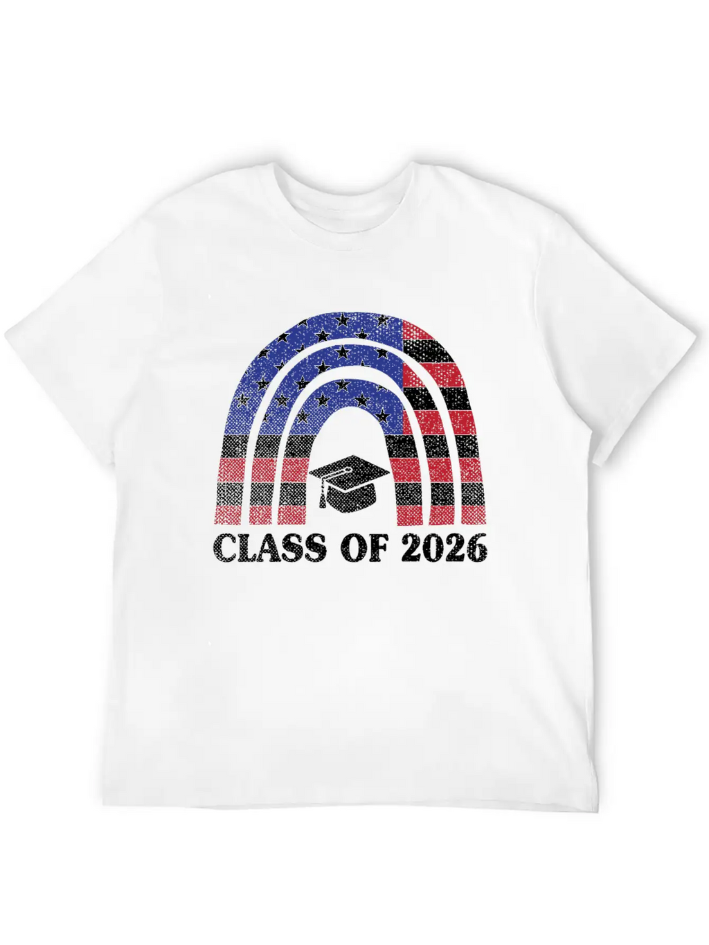 Graduation Class Of 2026 Rainbow Usa American Flag Unisex Short Sleeve Soft Cotton T-Shirt – Casual Everyday Wear