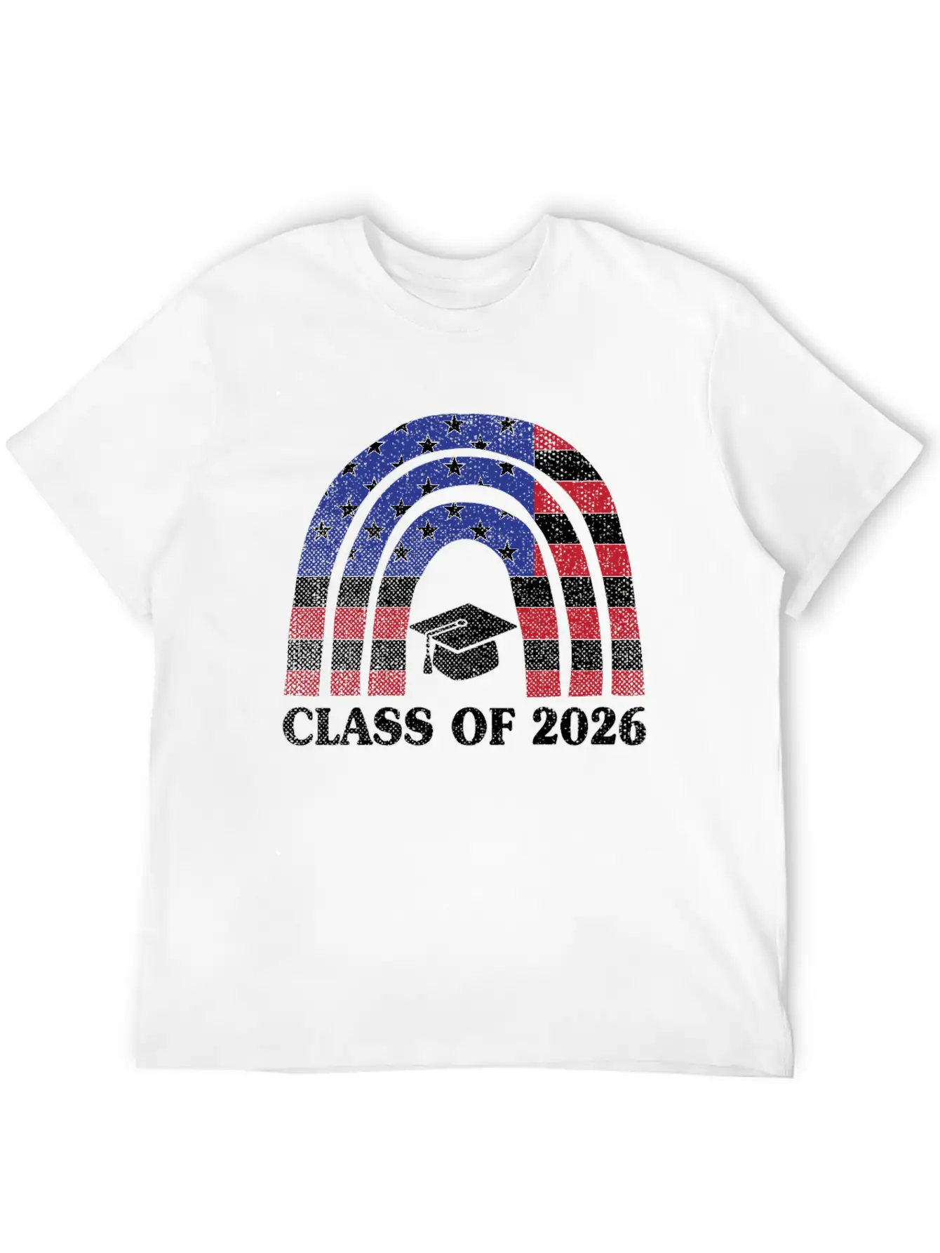 Graduation Class Of 2026 Rainbow Usa American Flag Unisex Short Sleeve Soft Cotton T-Shirt – Casual Everyday Wear