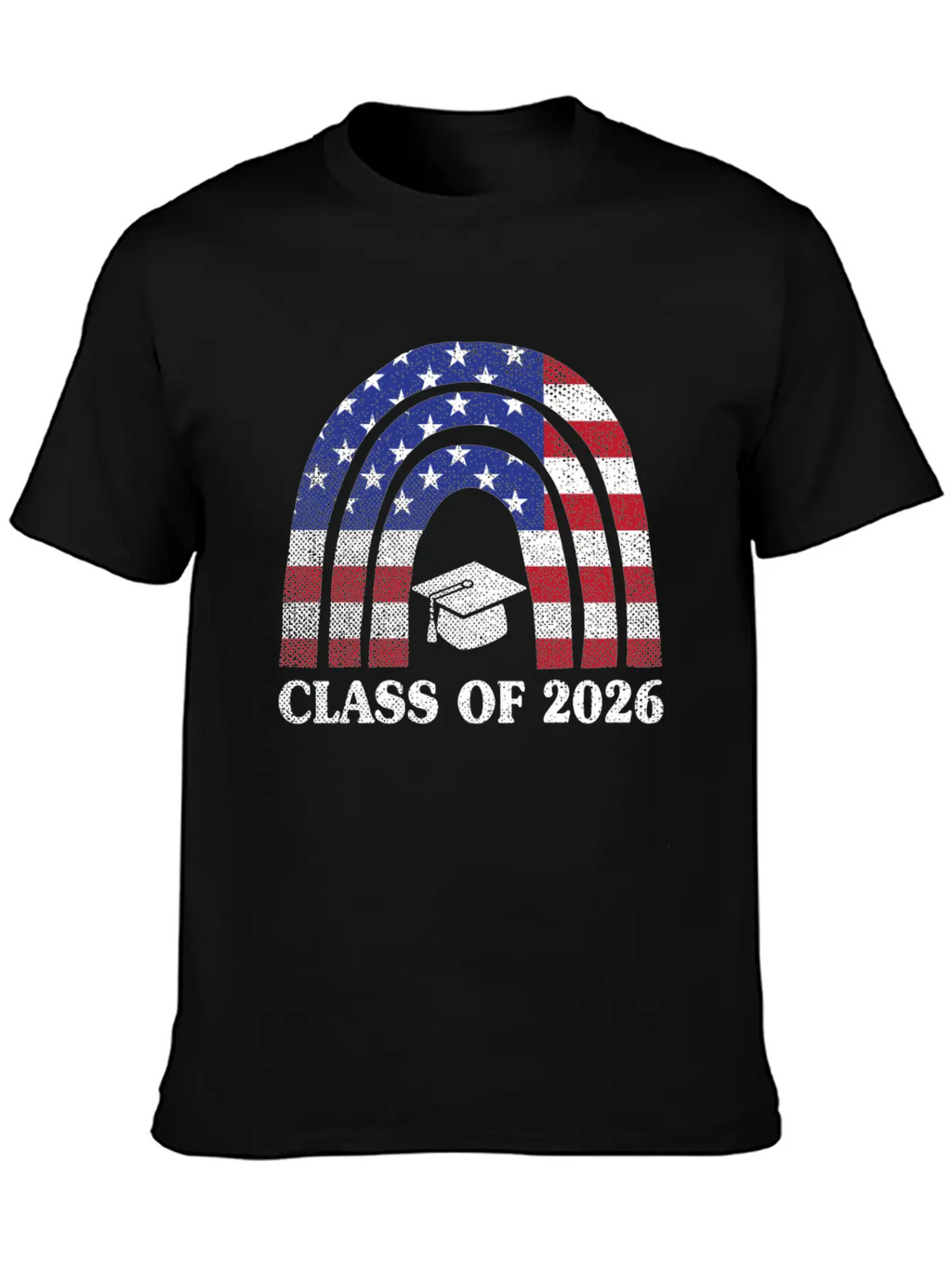 Graduation Class Of 2026 Rainbow Usa American Flag Unisex Short Sleeve Soft Cotton T-Shirt – Casual Everyday Wear