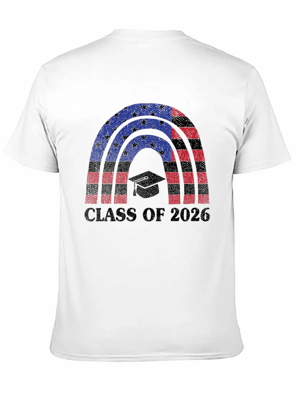 Graduation Class Of 2026 Rainbow Usa American Flag Unisex Short Sleeve Soft Cotton T-Shirt – Casual Everyday Wear