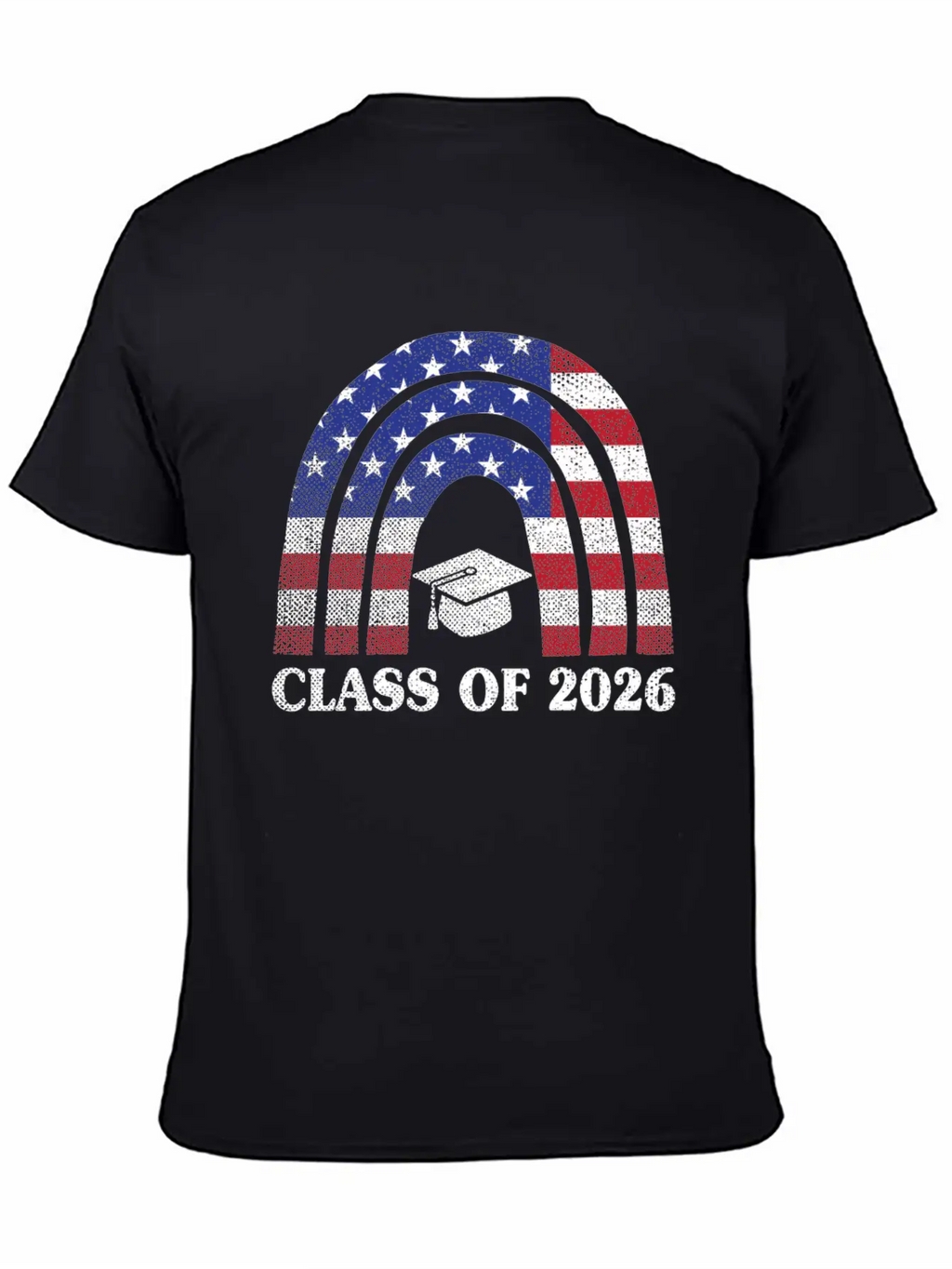Graduation Class Of 2026 Rainbow Usa American Flag Unisex Short Sleeve Soft Cotton T-Shirt – Casual Everyday Wear