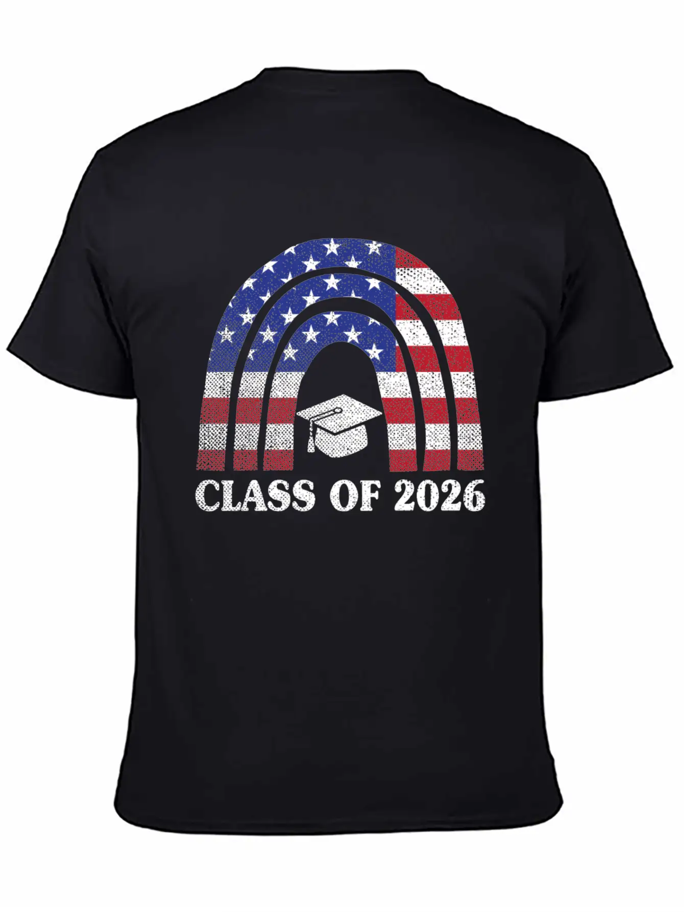 Graduation Class Of 2026 Rainbow Usa American Flag Unisex Short Sleeve Soft Cotton T-Shirt – Casual Everyday Wear