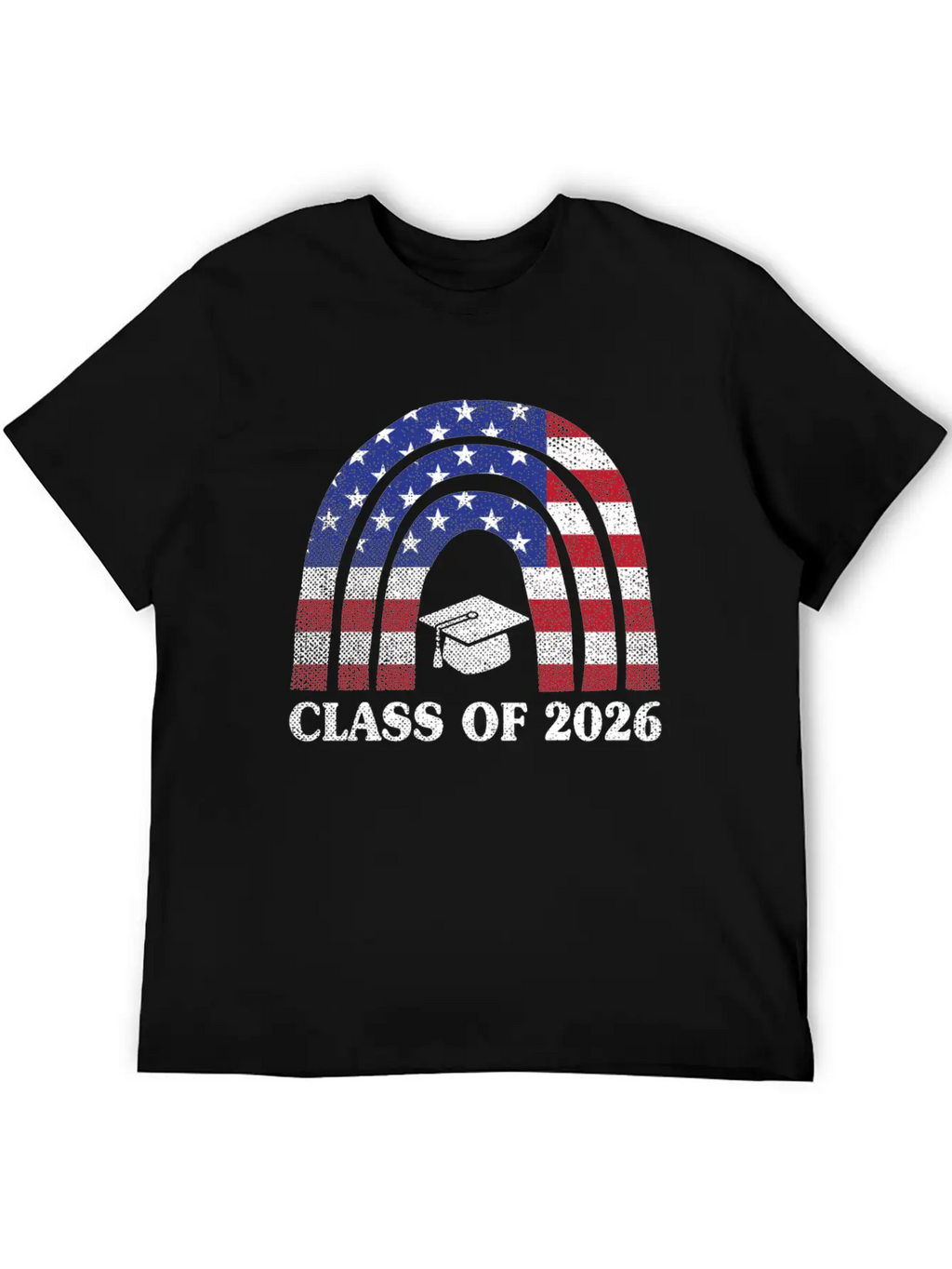 Graduation Class Of 2026 Rainbow Usa American Flag Unisex Short Sleeve Soft Cotton T-Shirt – Casual Everyday Wear