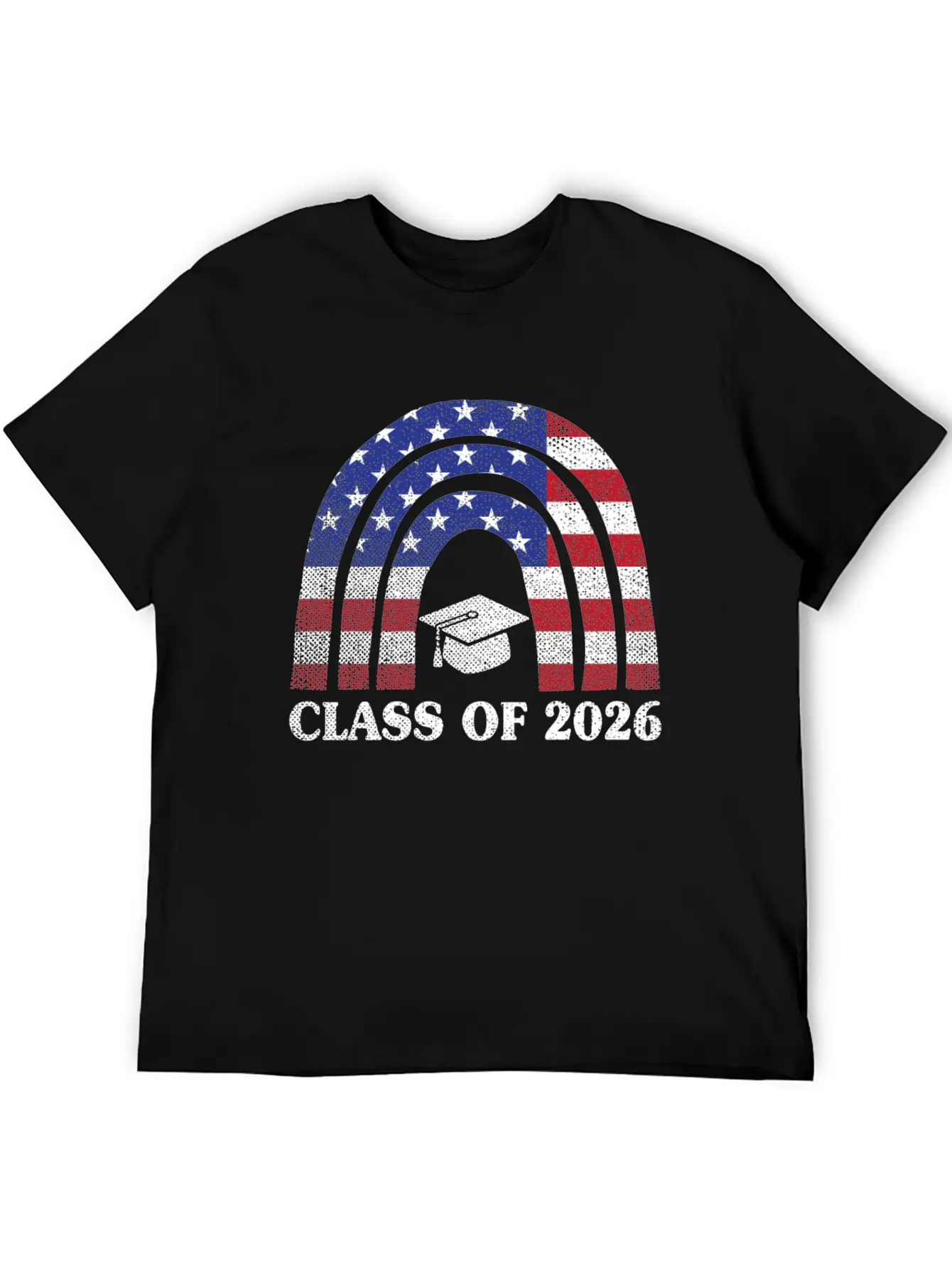 Graduation Class Of 2026 Rainbow Usa American Flag Unisex Short Sleeve Soft Cotton T-Shirt – Casual Everyday Wear