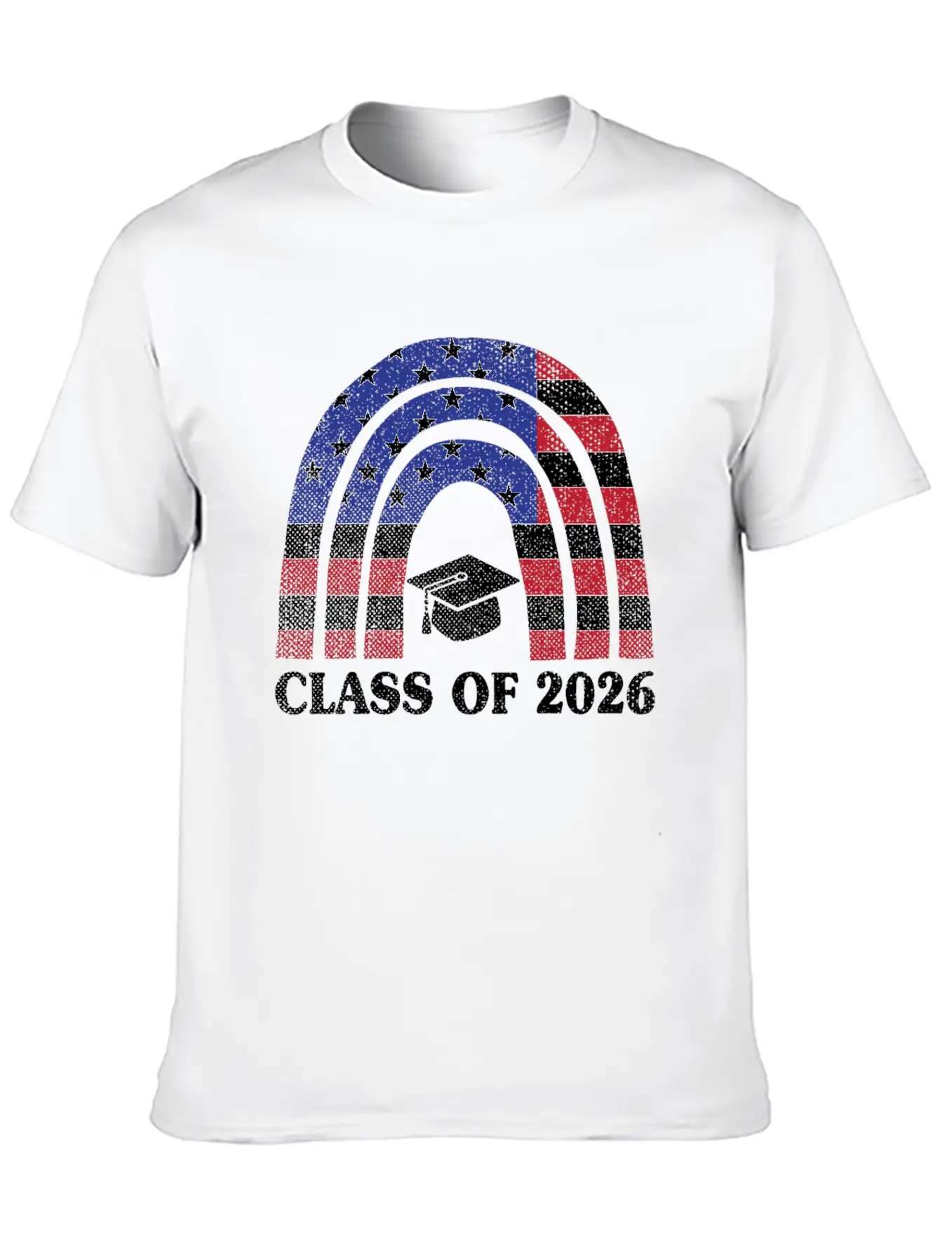 Graduation Class Of 2026 Rainbow Usa American Flag Unisex Short Sleeve Soft Cotton T-Shirt – Casual Everyday Wear