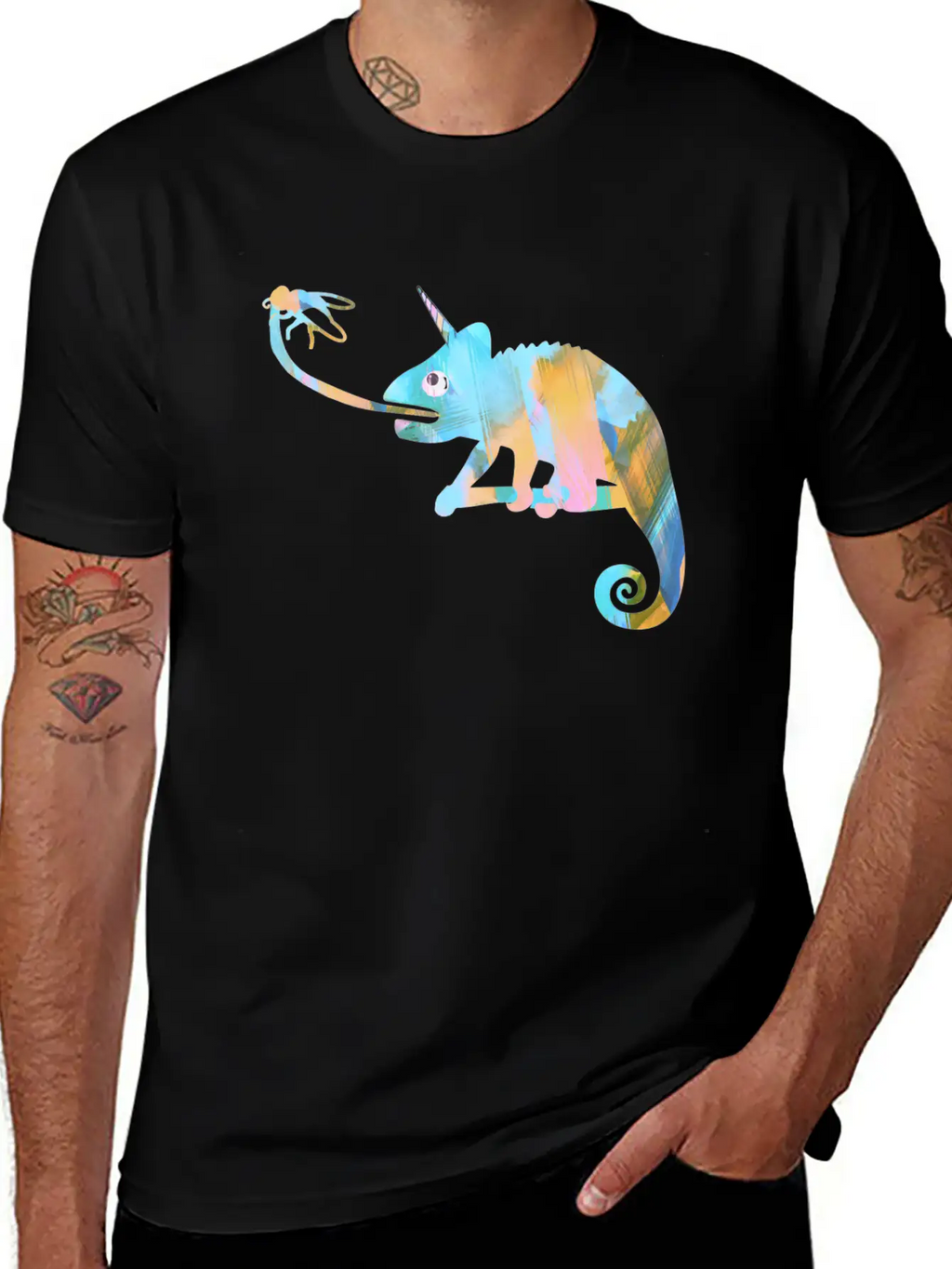 Graffiti, Camelion, Pastel,illustration,light Blue Classic Fit Graphic Tee For Daily Comfort – Unisex Cotton Shirt