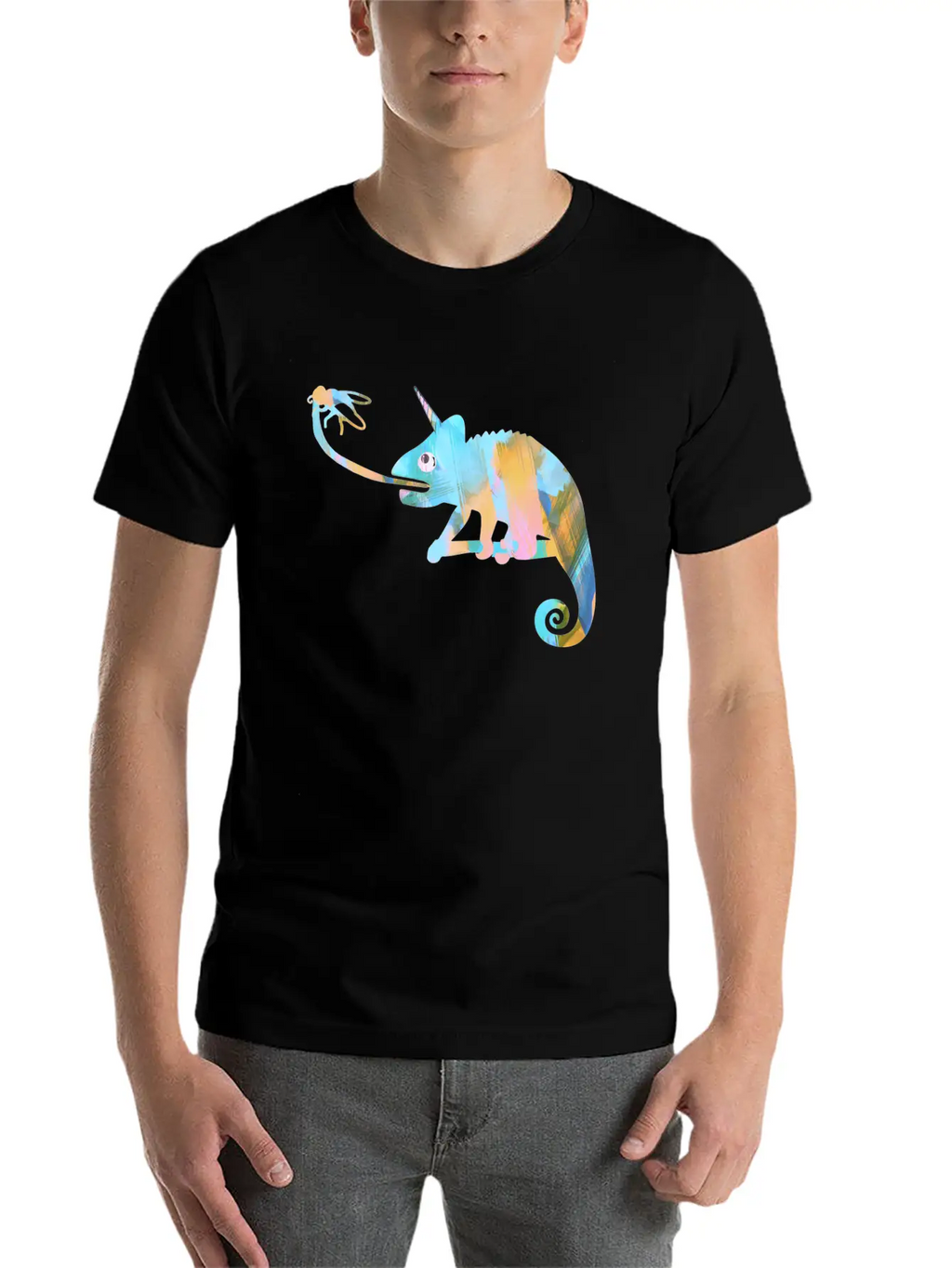 Graffiti, Camelion, Pastel,illustration,light Blue Classic Fit Graphic Tee For Daily Comfort – Unisex Cotton Shirt