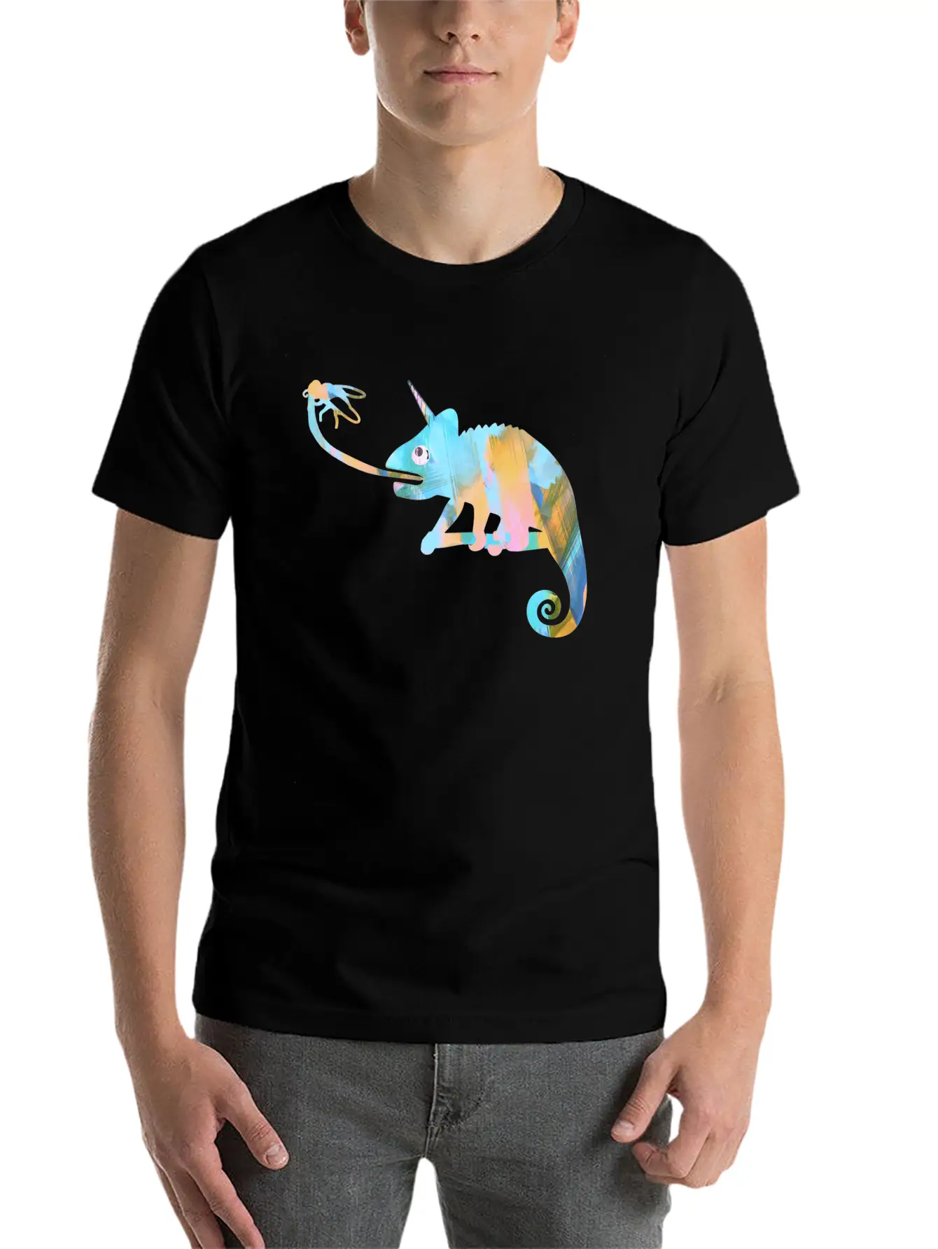 Graffiti, Camelion, Pastel,illustration,light Blue Classic Fit Graphic Tee For Daily Comfort – Unisex Cotton Shirt