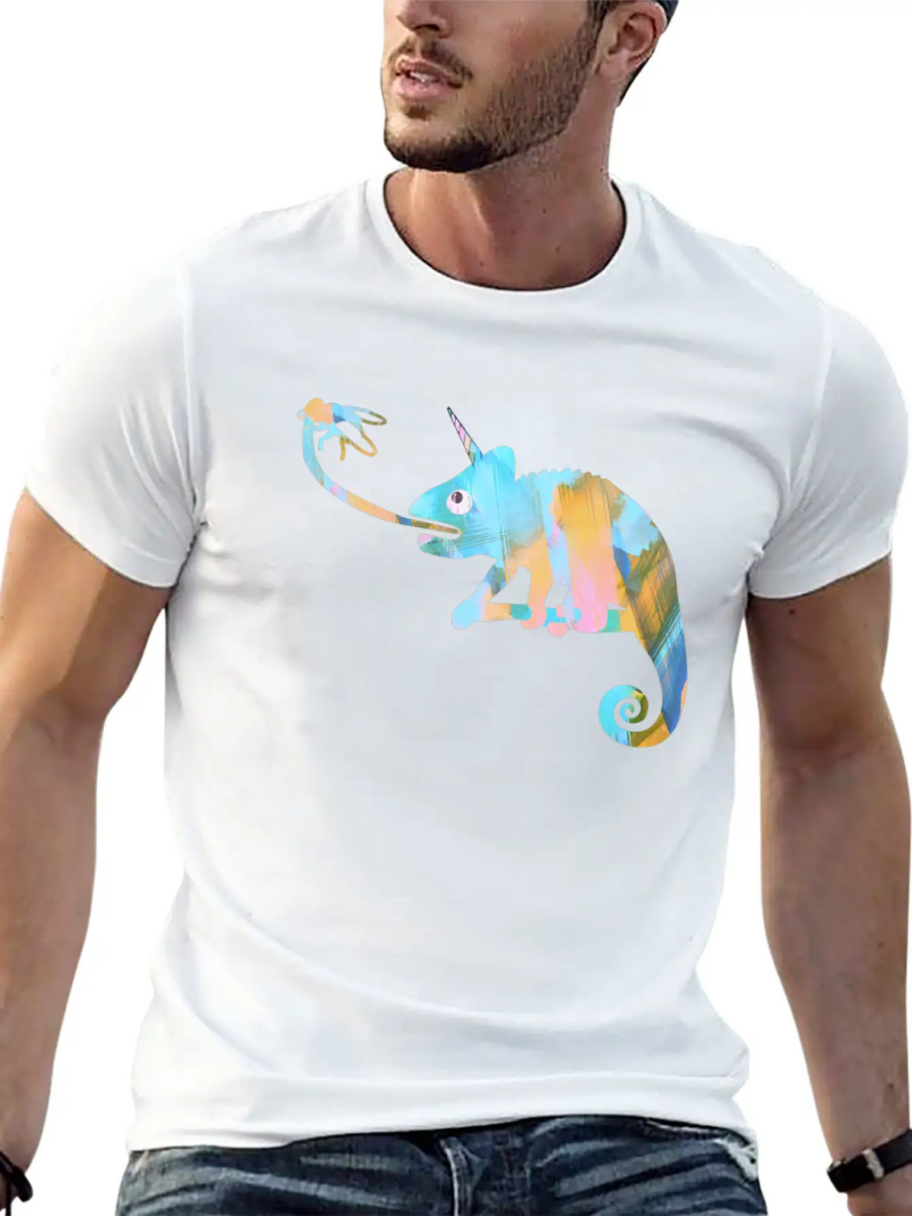 Graffiti, Camelion, Pastel,illustration,light Blue Classic Fit Graphic Tee For Daily Comfort – Unisex Cotton Shirt