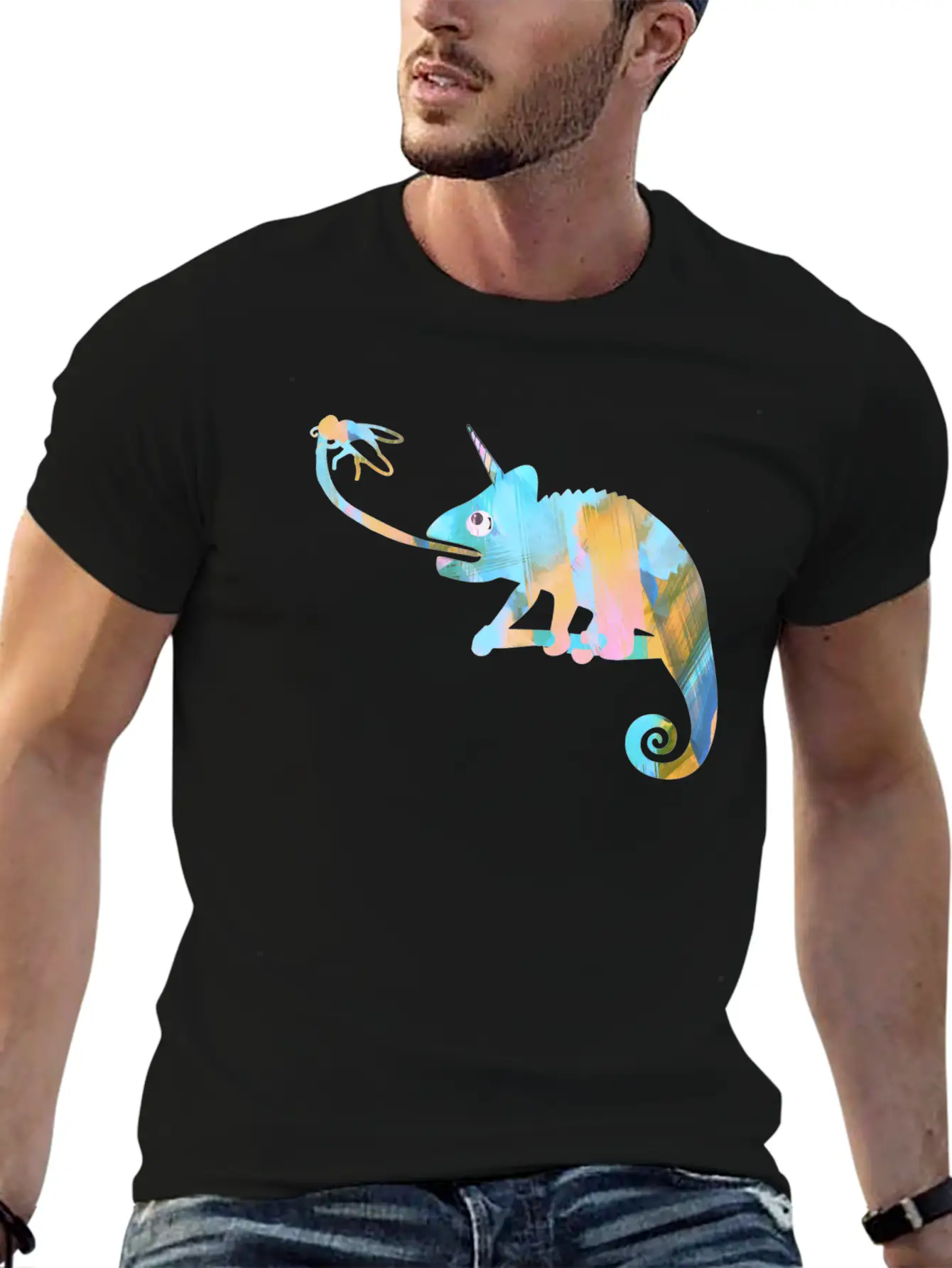 Graffiti, Camelion, Pastel,illustration,light Blue Classic Fit Graphic Tee For Daily Comfort – Unisex Cotton Shirt