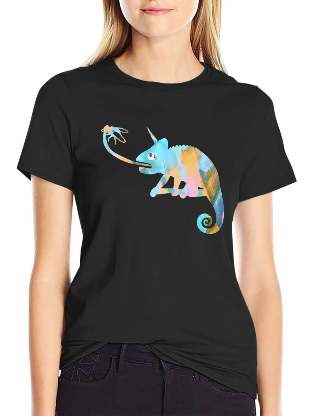Graffiti, Camelion, Pastel,illustration,light Blue Classic Fit Graphic Tee For Daily Comfort – Unisex Cotton Shirt