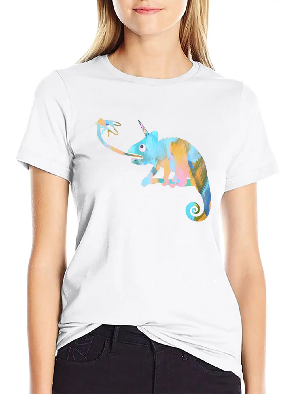Graffiti, Camelion, Pastel,illustration,light Blue Classic Fit Graphic Tee For Daily Comfort – Unisex Cotton Shirt