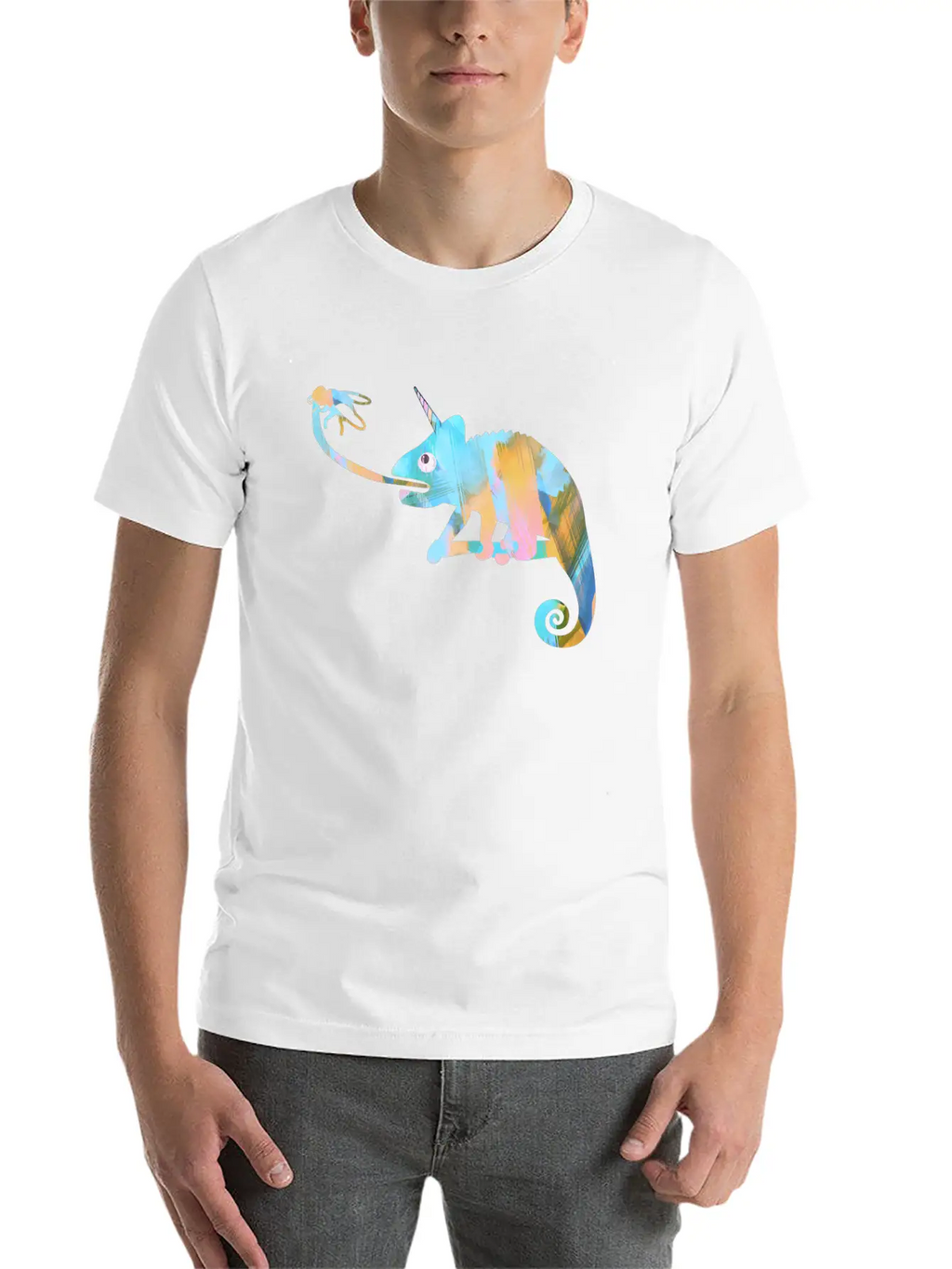 Graffiti, Camelion, Pastel,illustration,light Blue Classic Fit Graphic Tee For Daily Comfort – Unisex Cotton Shirt